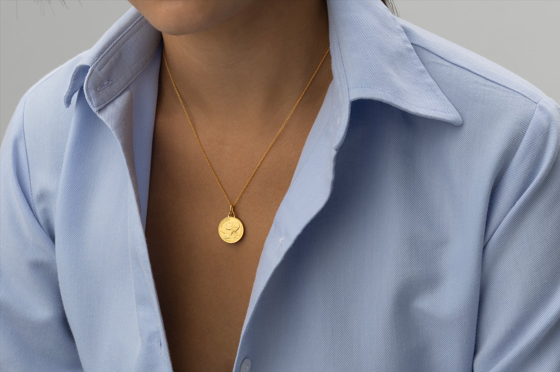 French Coin Necklace | Medallion Pendant Jewelry | 18K Gold Plated 5 Centimes | 1966 - 2001