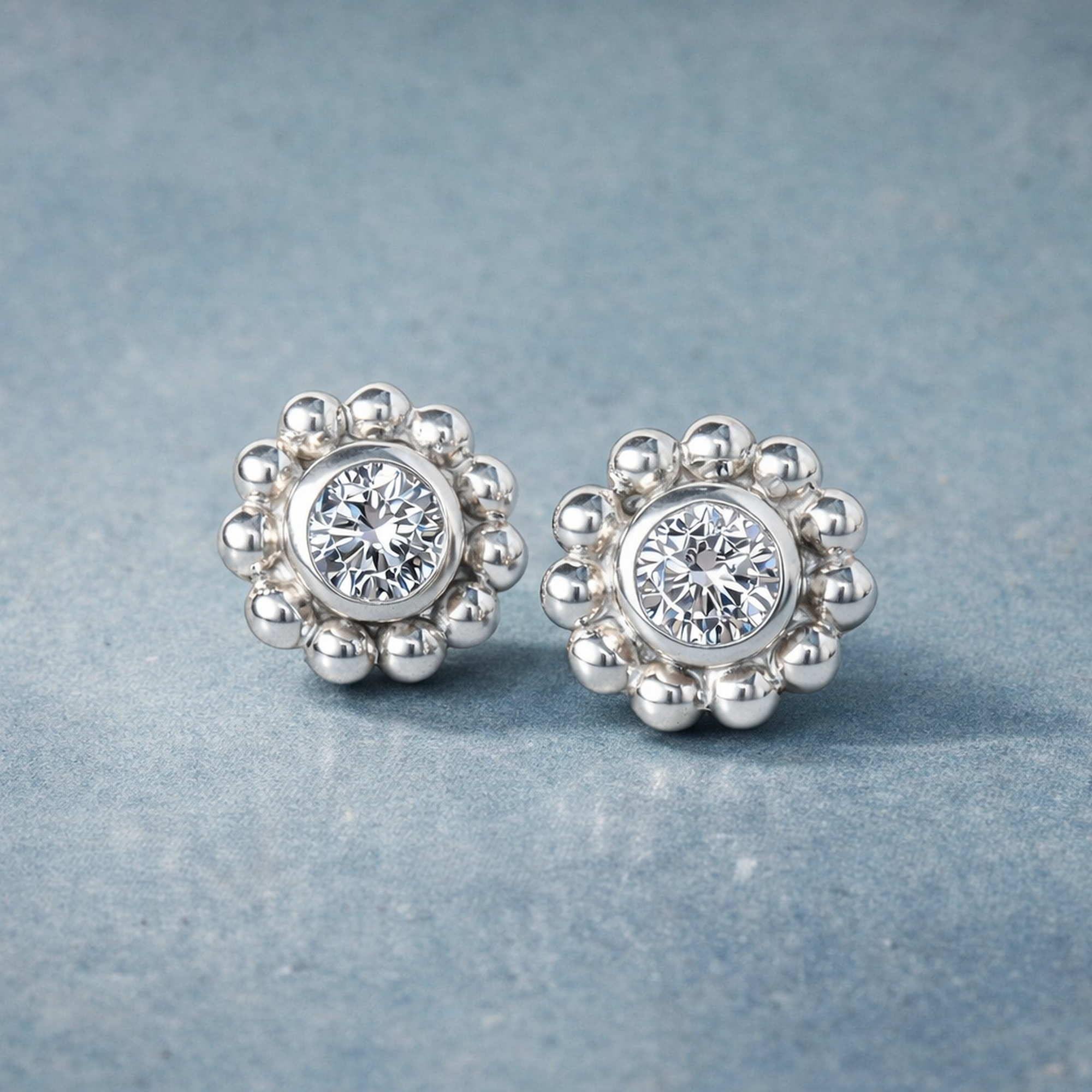 Imperium Granulation Stud Sterling Silver Earrings