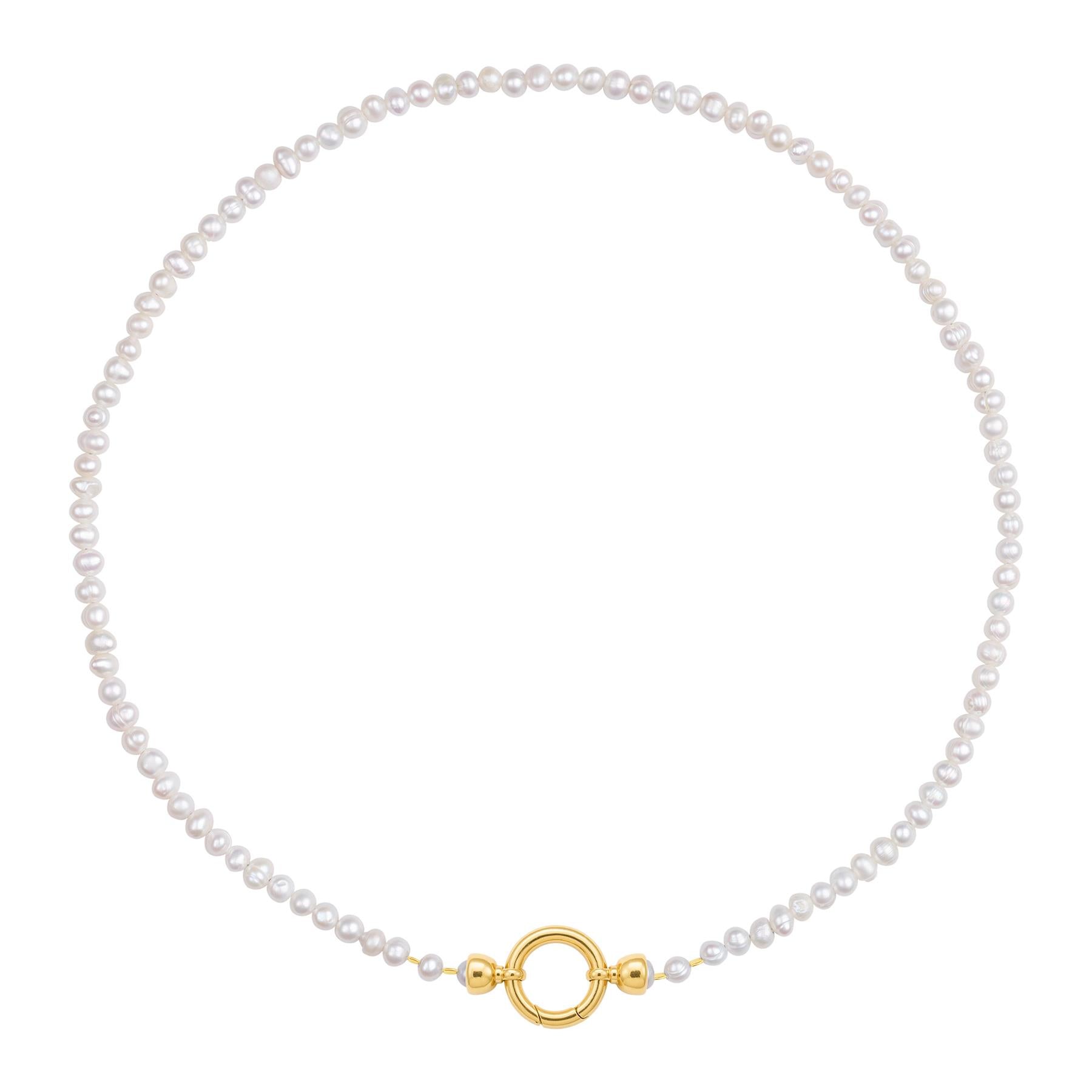 925 Sterling Silver White Baroque Pearl Necklace | 18K Gold Plated