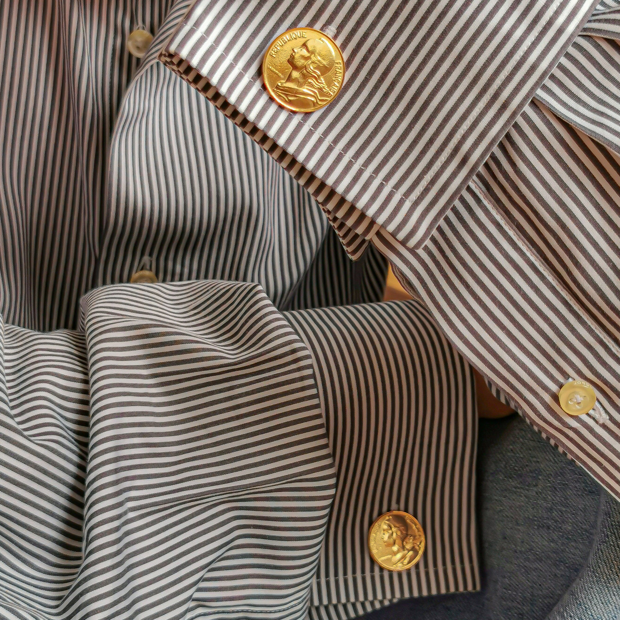 Gold Plated French 10 Centimes Coin Cufflinks | Marianne Design | Handmade in France