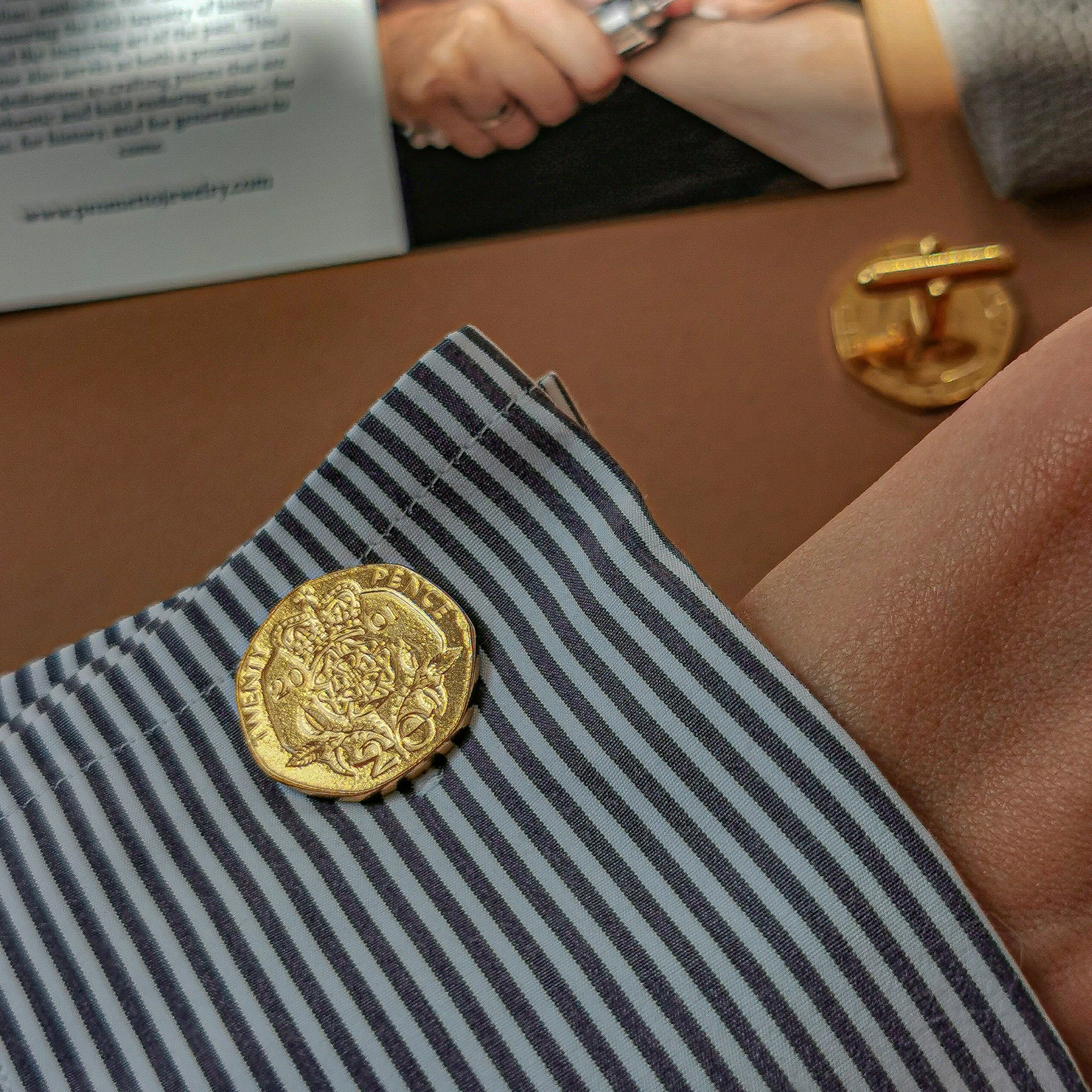 Gold Plated British 20 Pence Coin Cufflinks | Queen Elizabeth II | Handmade UK Gift