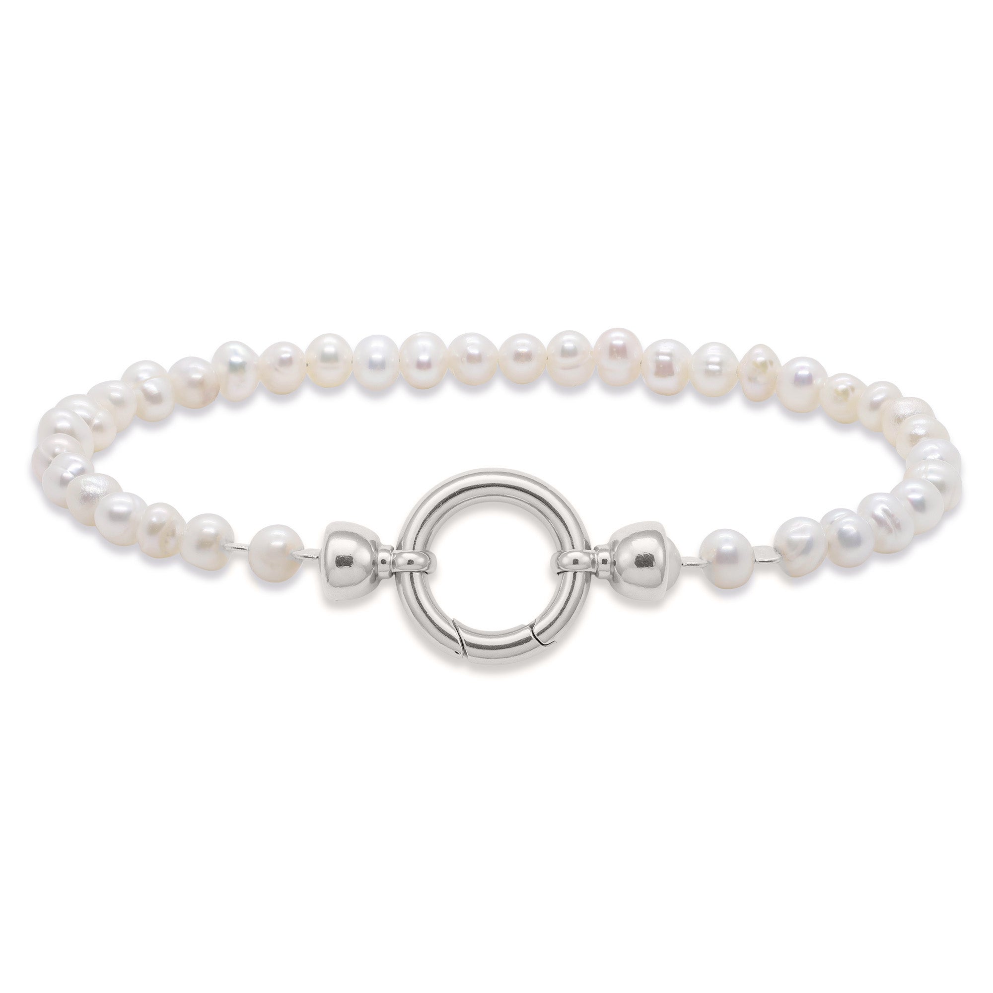 925 Sterling Silver White Baroque Pearl Bracelet