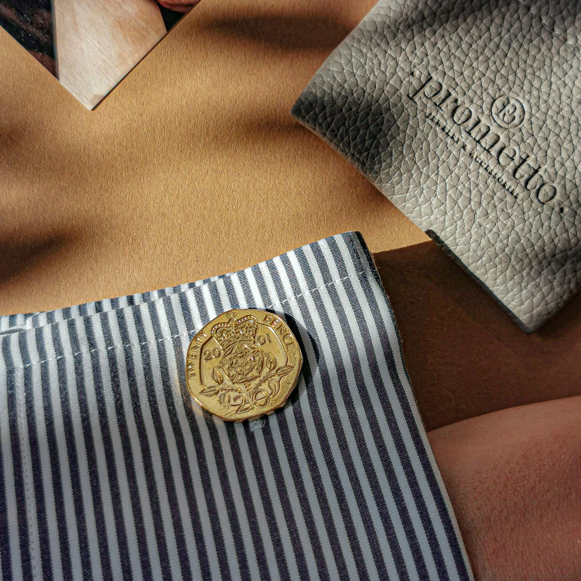 Gold Plated British 20 Pence Coin Cufflinks | Queen Elizabeth II | Handmade UK Gift