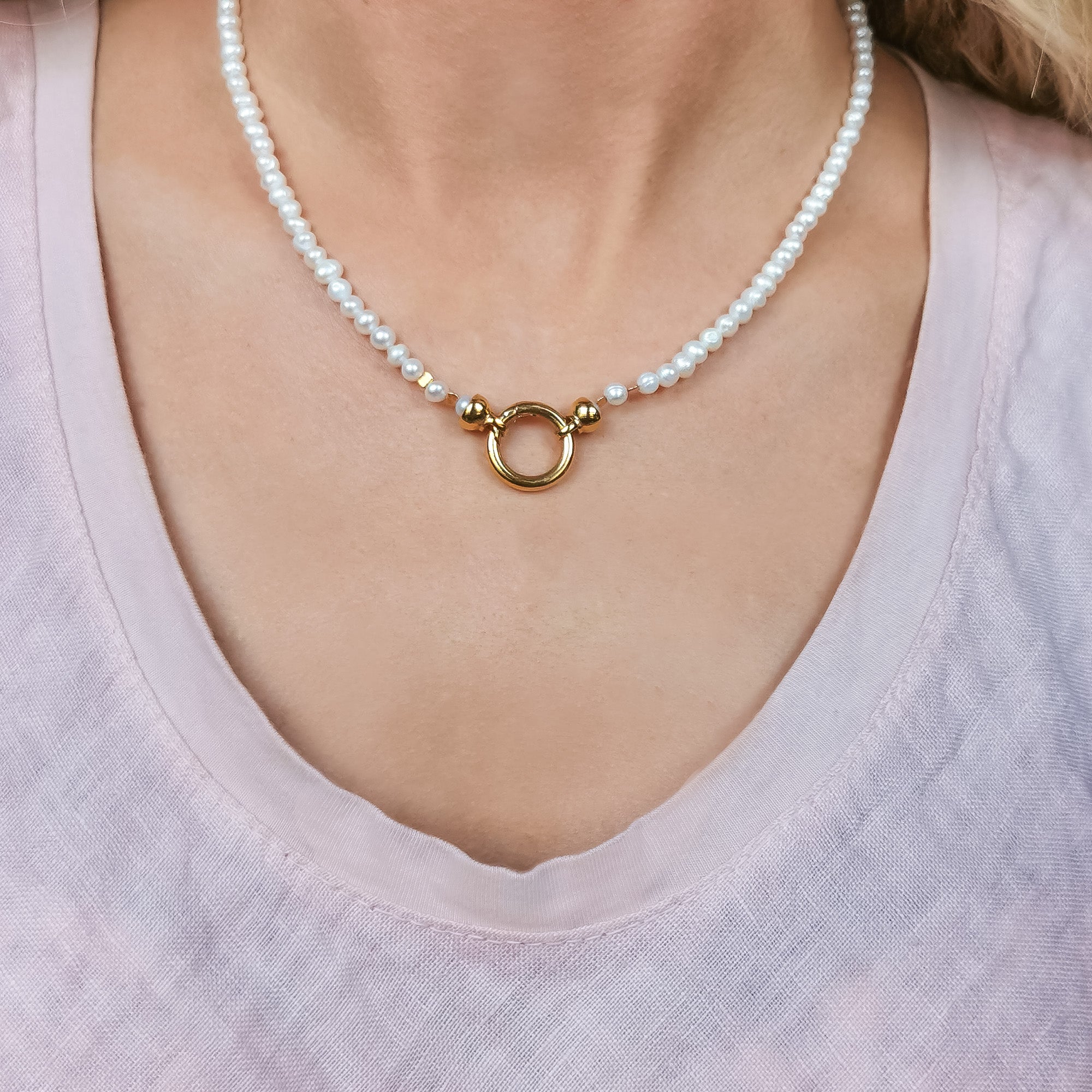 925 Sterling Silver White Baroque Pearl Necklace | 18K Gold Plated