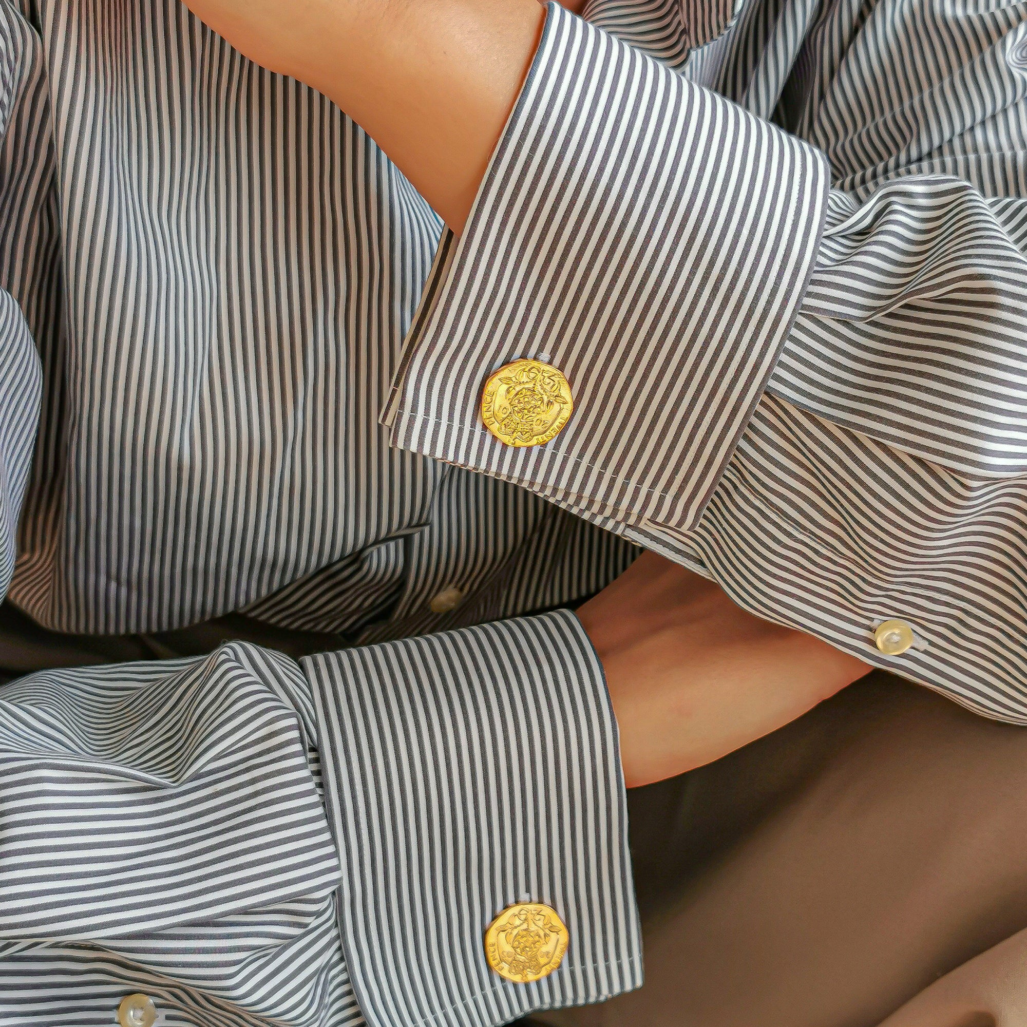 Gold Plated British 20 Pence Coin Cufflinks | Queen Elizabeth II | Handmade UK Gift