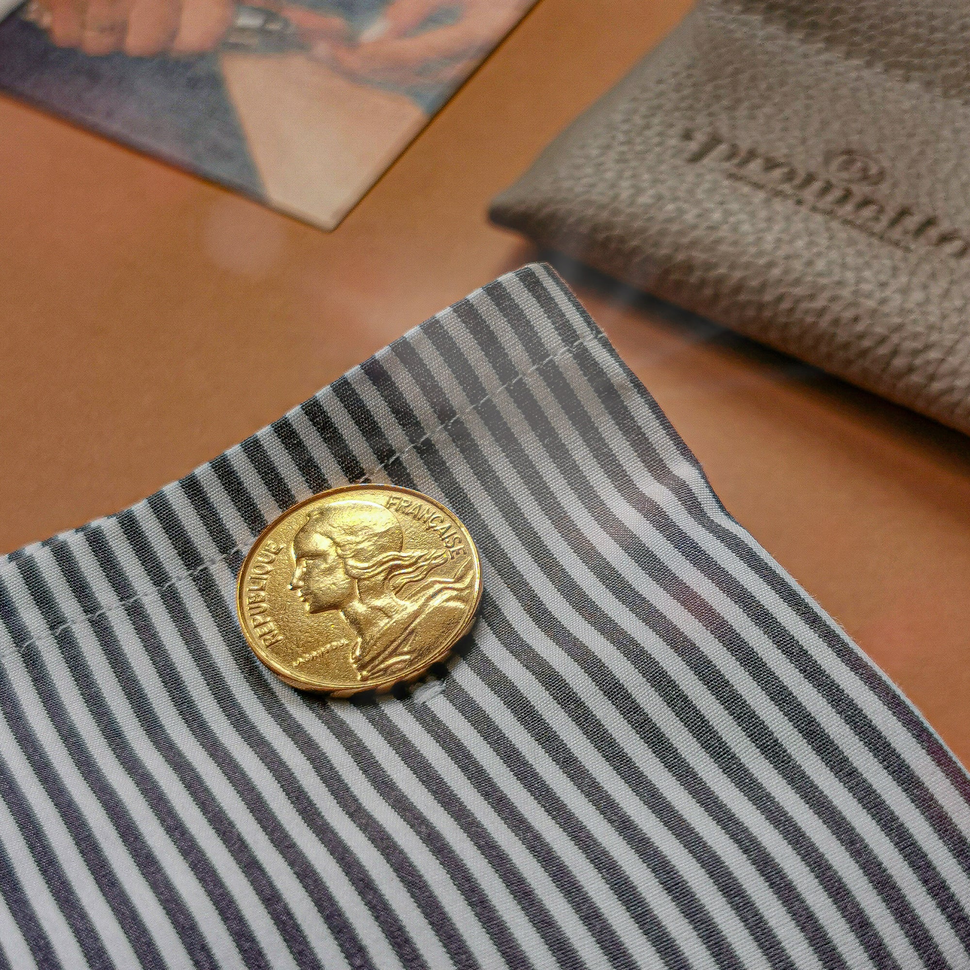Gold Plated French 10 Centimes Coin Cufflinks | Marianne Design | Handmade in France