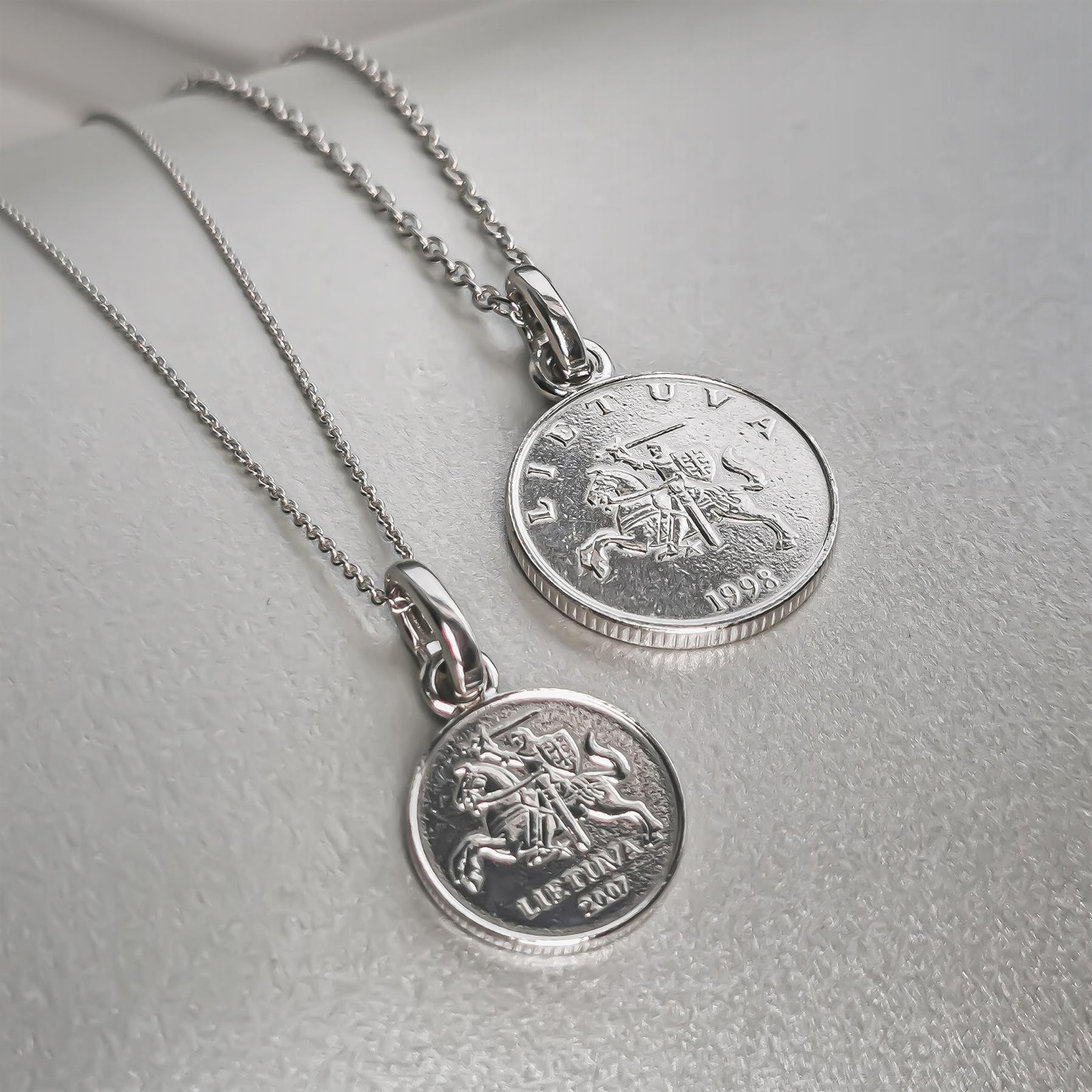 Lithuanian 10 centų Coin Charm | Rhodium Plated | 1998 - 2014