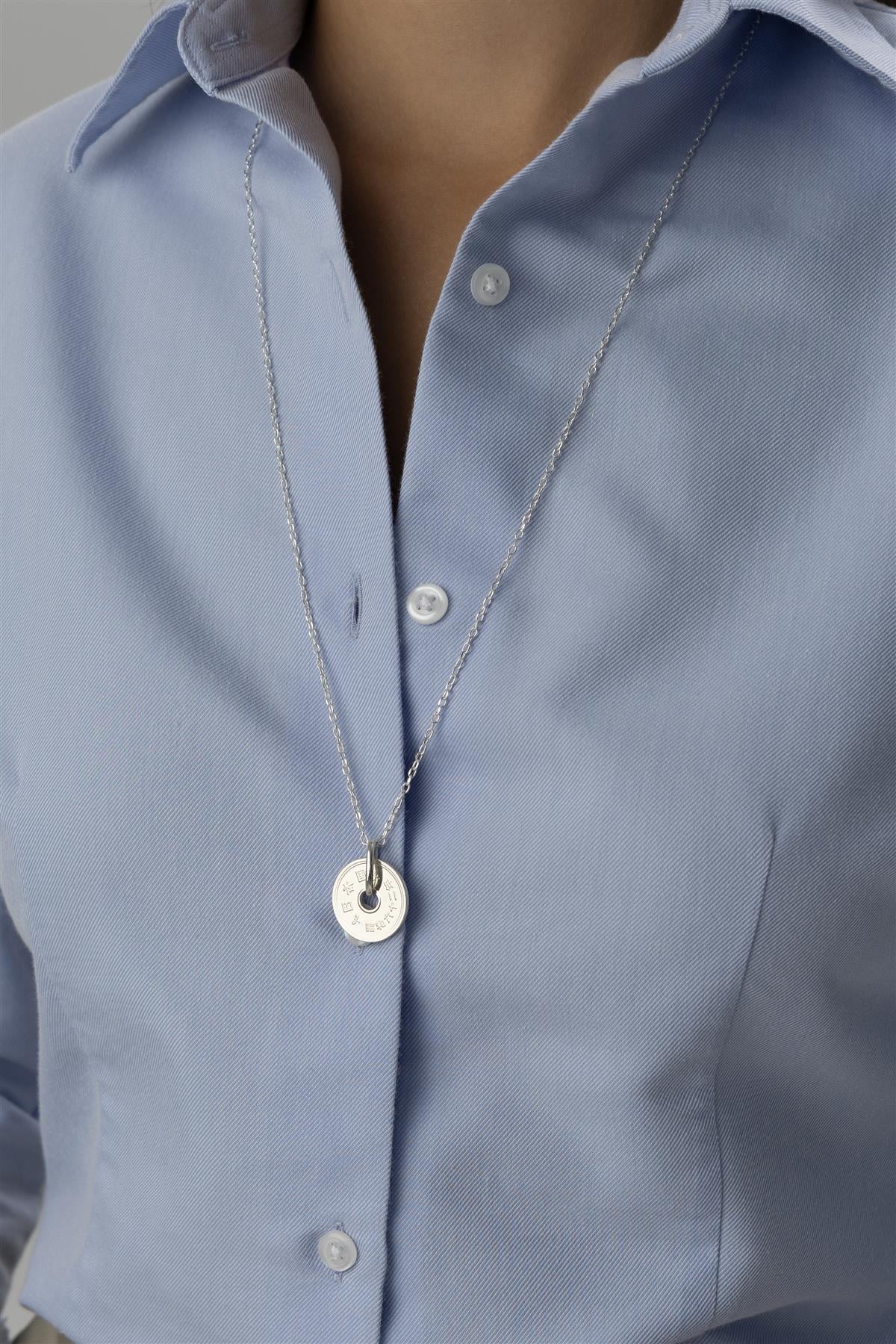 Japanese Coin Necklace | Medallion Pendant Jewelry | Rhodium Plated 5 Yen | 1949 - 2024
