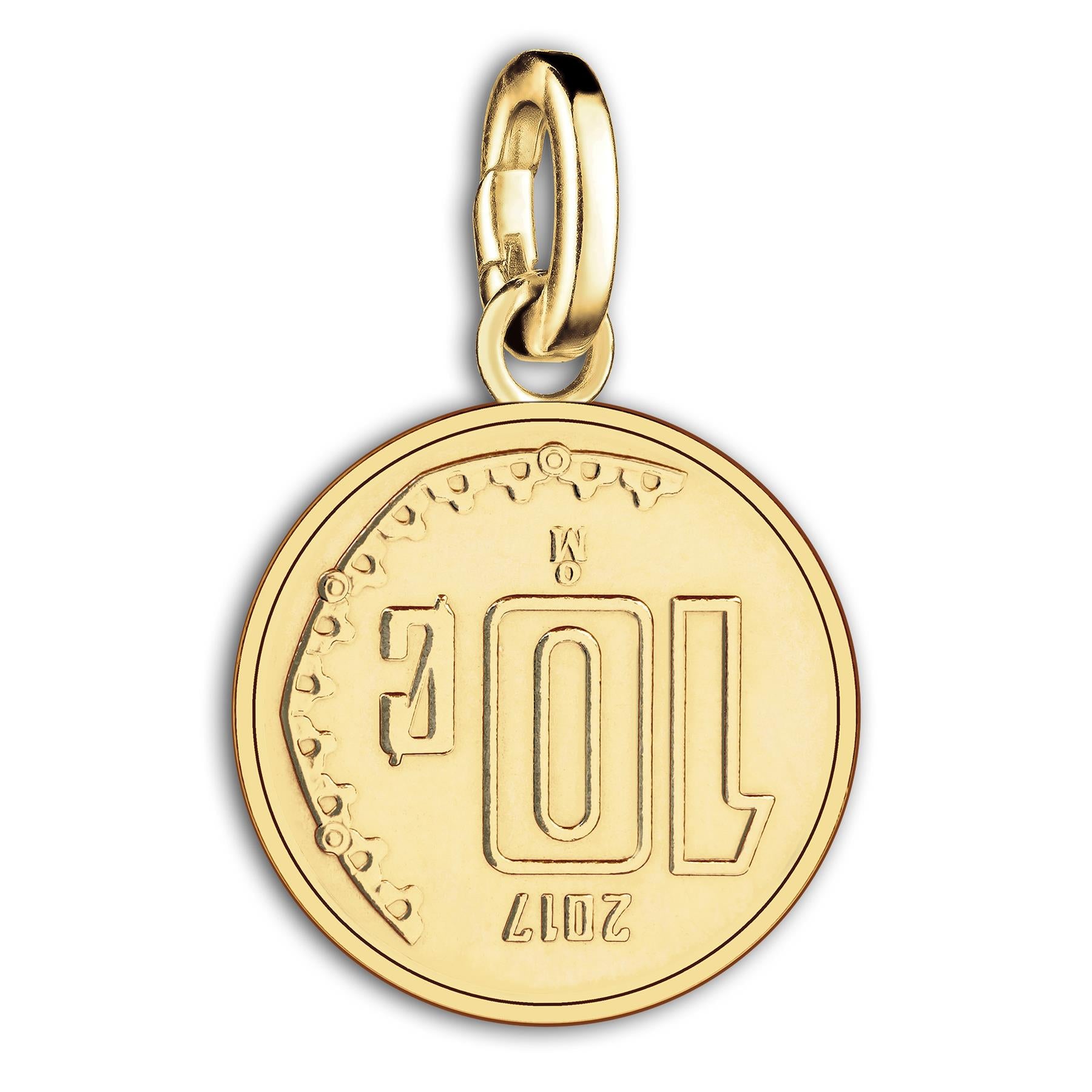 Mexican 10 Centavos Coin Charm | 18K Gold Plated | 2009 - 2019