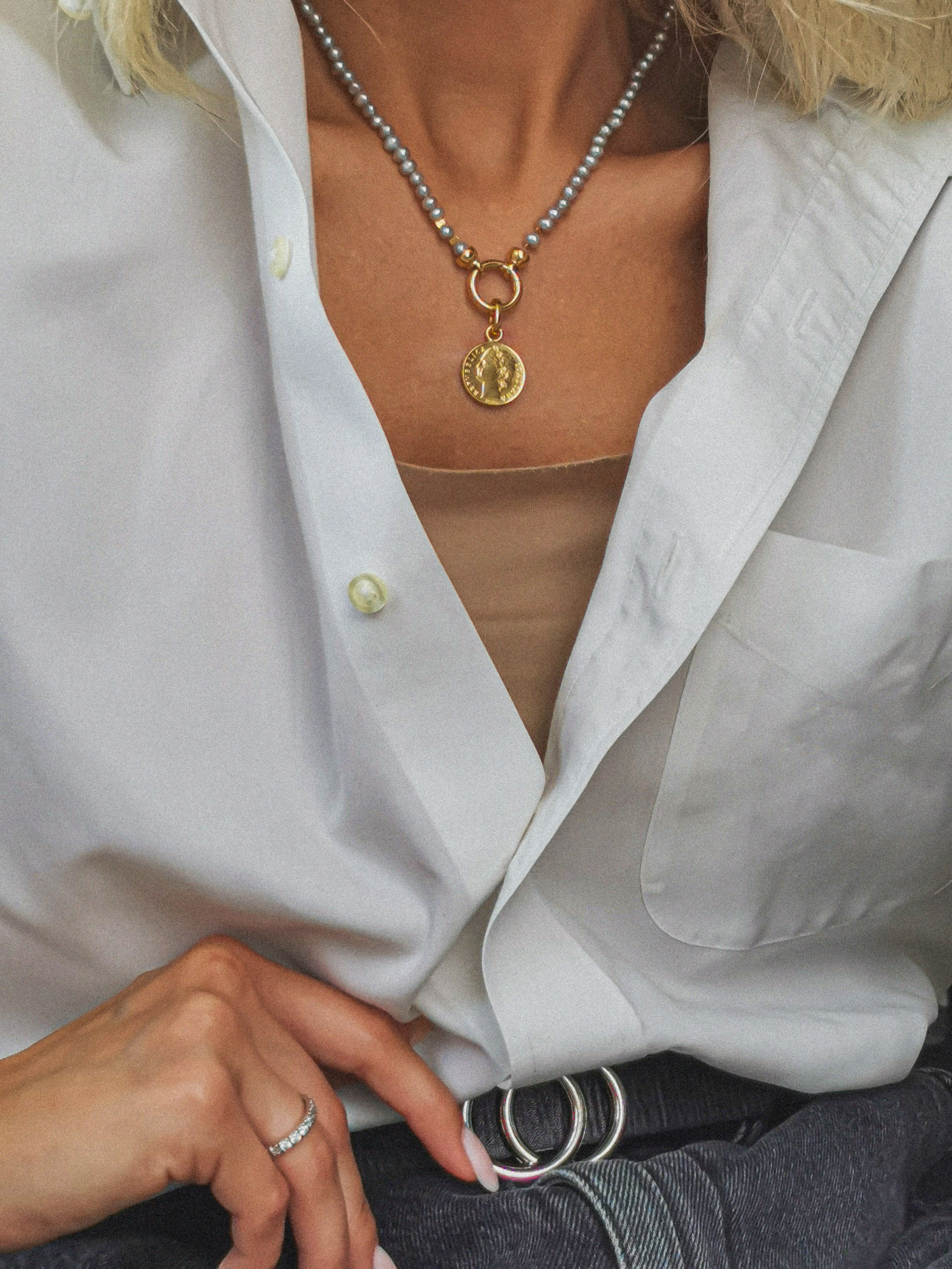 925 Sterling Silver Gray Baroque Pearl Necklace | 18K Gold Plated