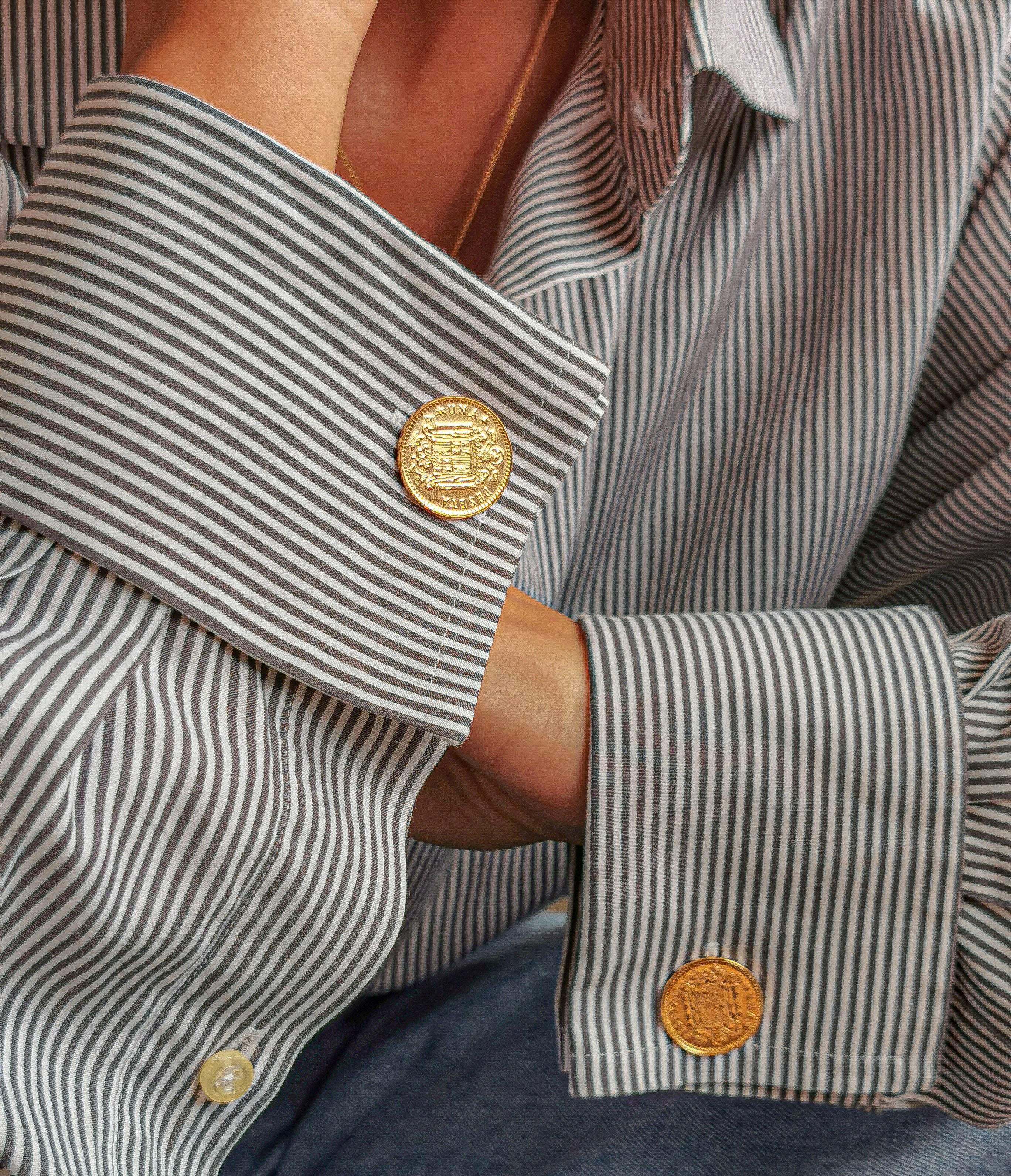 Gold Plated Spanish 1 Peseta Coin Cufflinks | King Juan Carlos I | Vintage Spain Gift