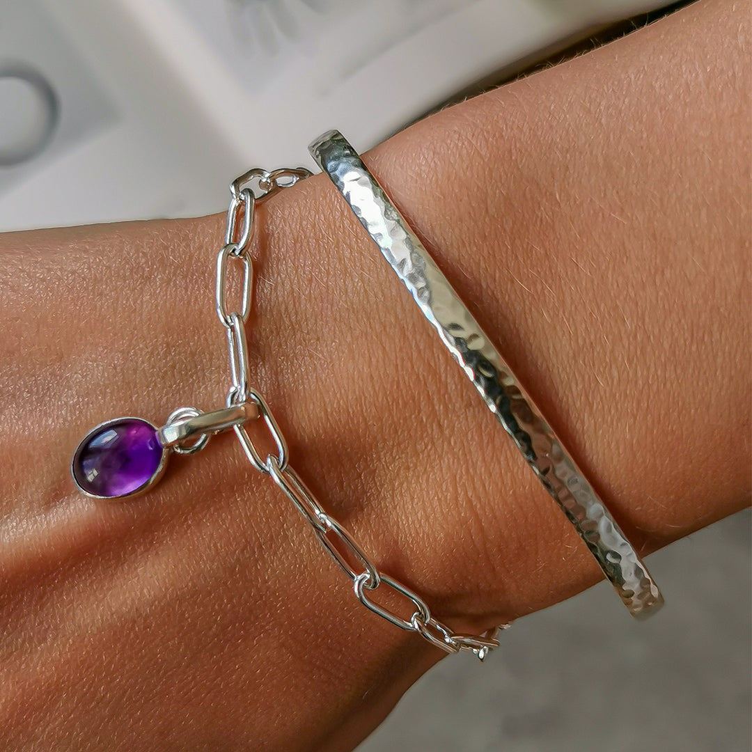 925 Sterling Silver Paperclip Chain Drop Bracelet