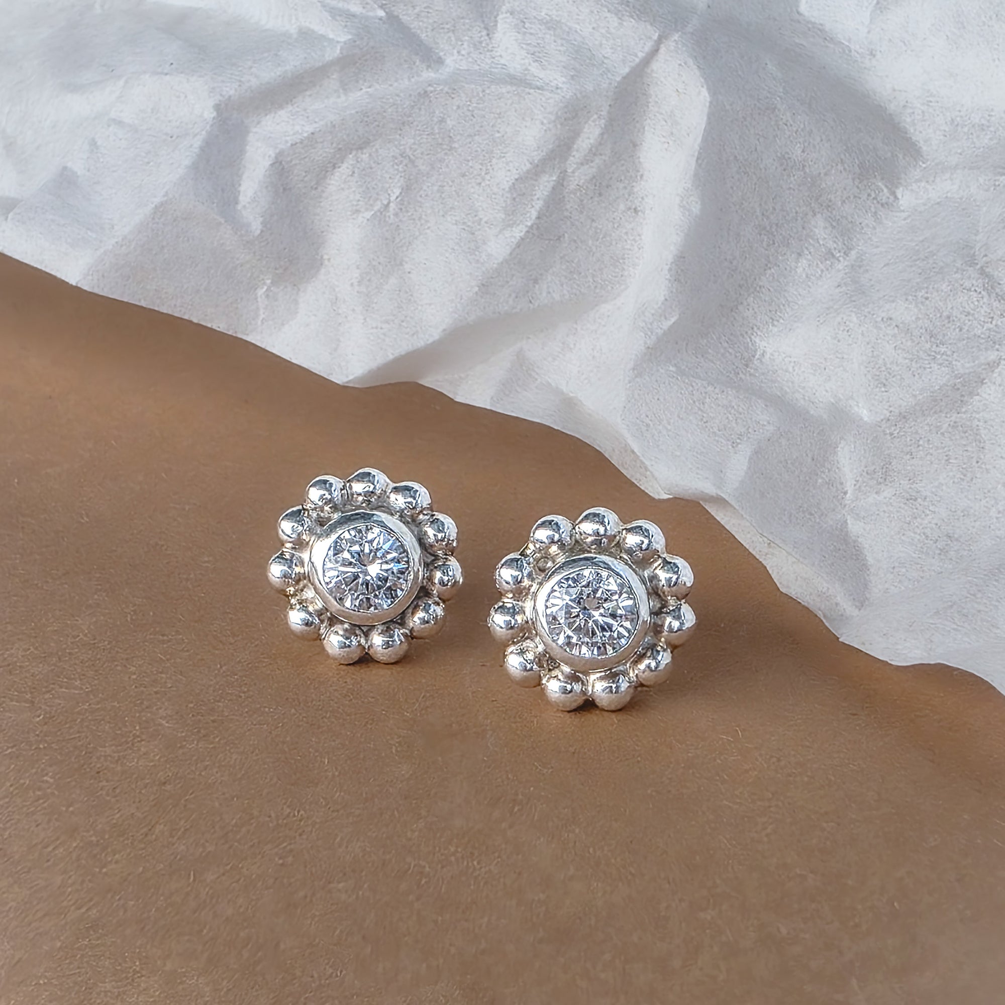 Imperium Granulation Stud Sterling Silver Earrings