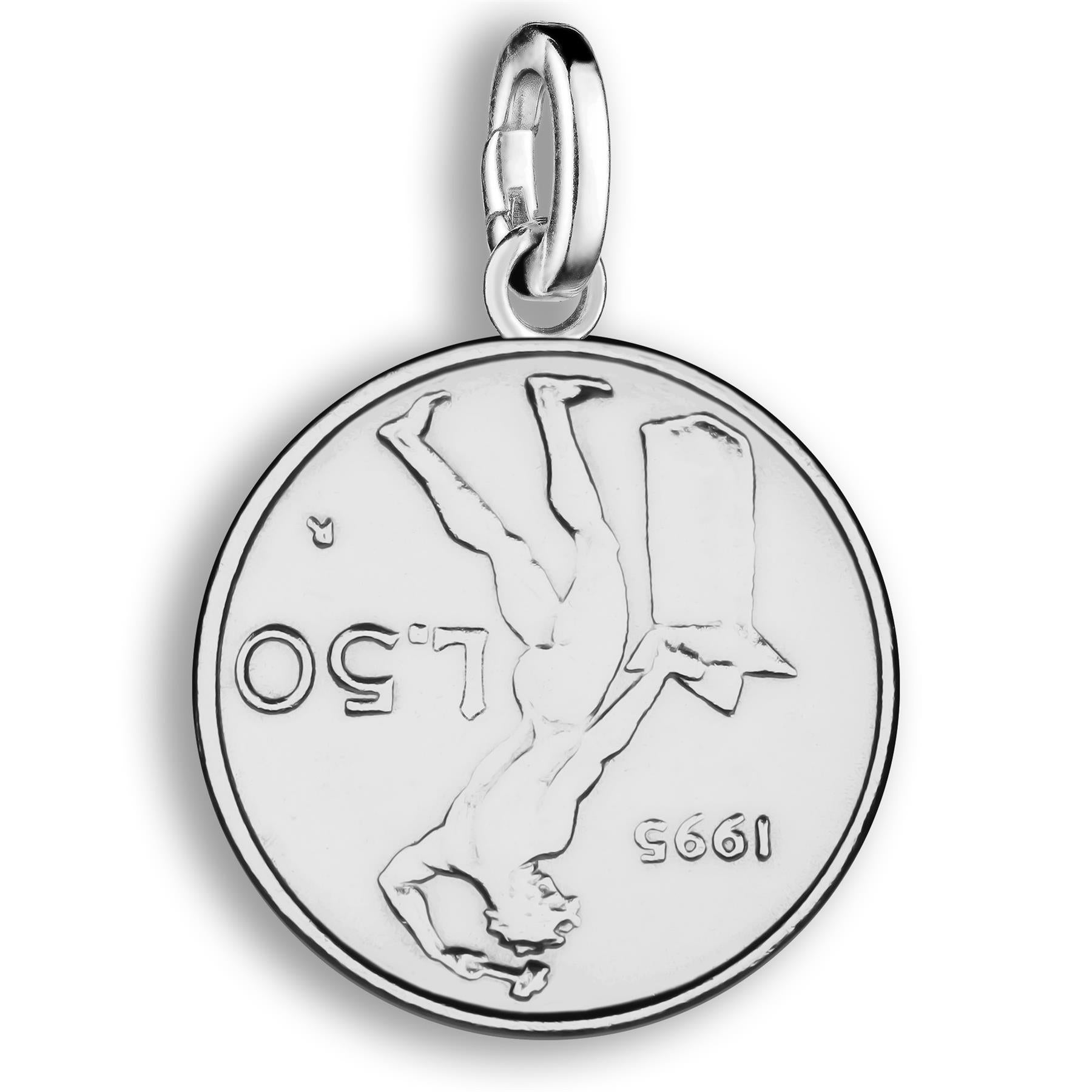 Italian 50 Lire Coin Charm | Rhodium Plated | 1990 - 1995
