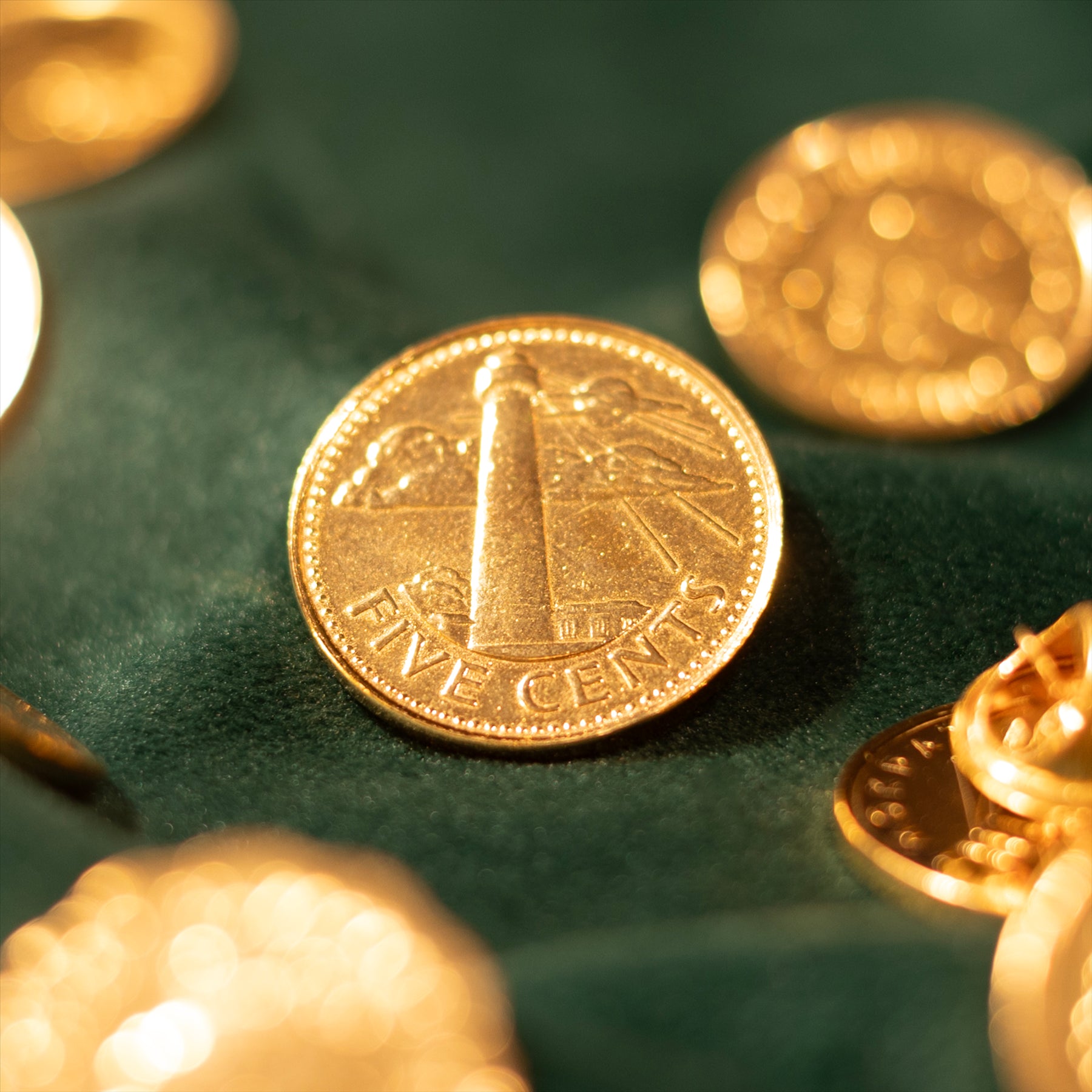 Barbados Coin Pin Brooch Badge | Lighthouse | Navy | Sailor | Journey | Vintage Collectible Jewelry | 5 Cents 18K Gold Plated