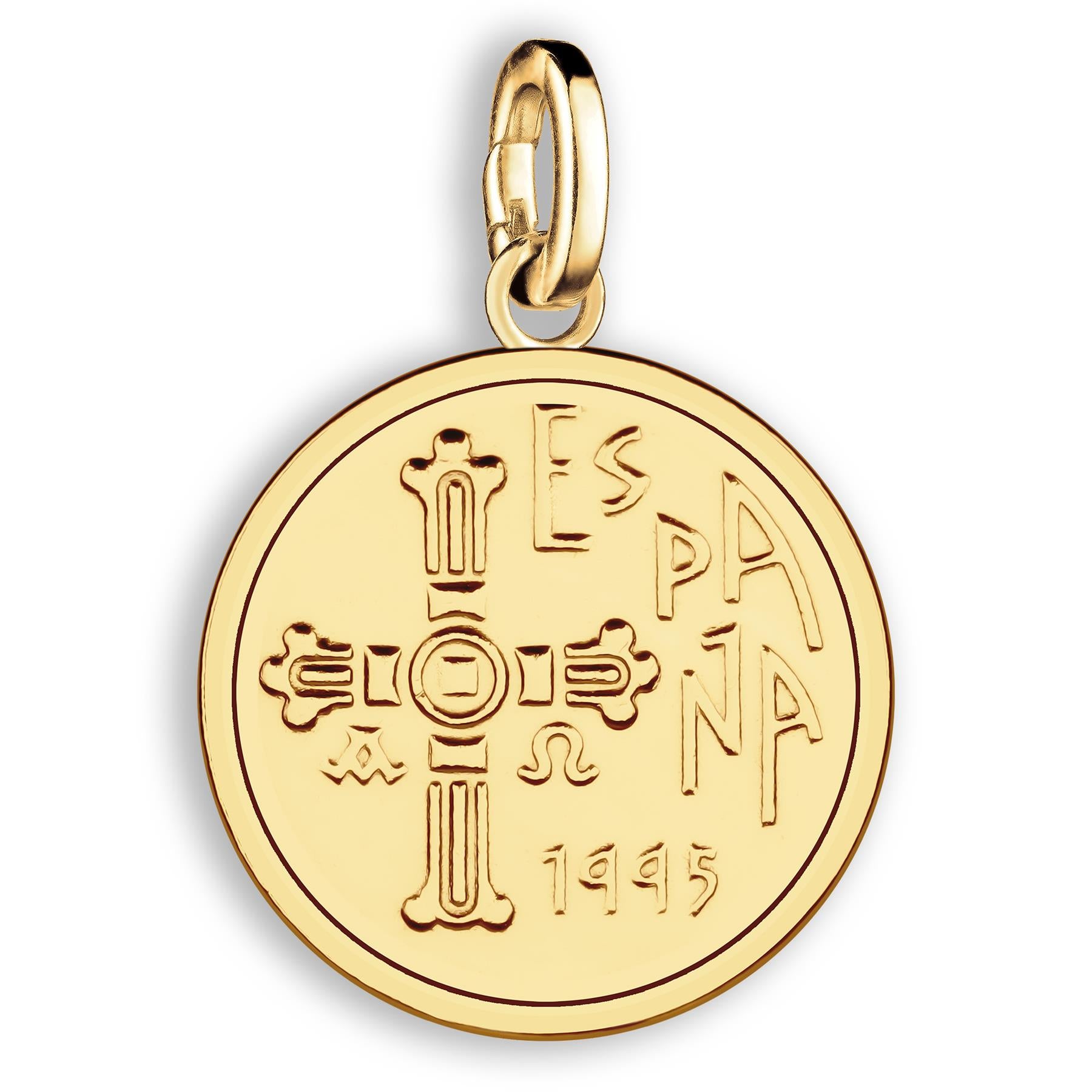 Spanish 5 Pesetas Coin Charm | 925 Sterling Silver 18K Gold Plated | 1995