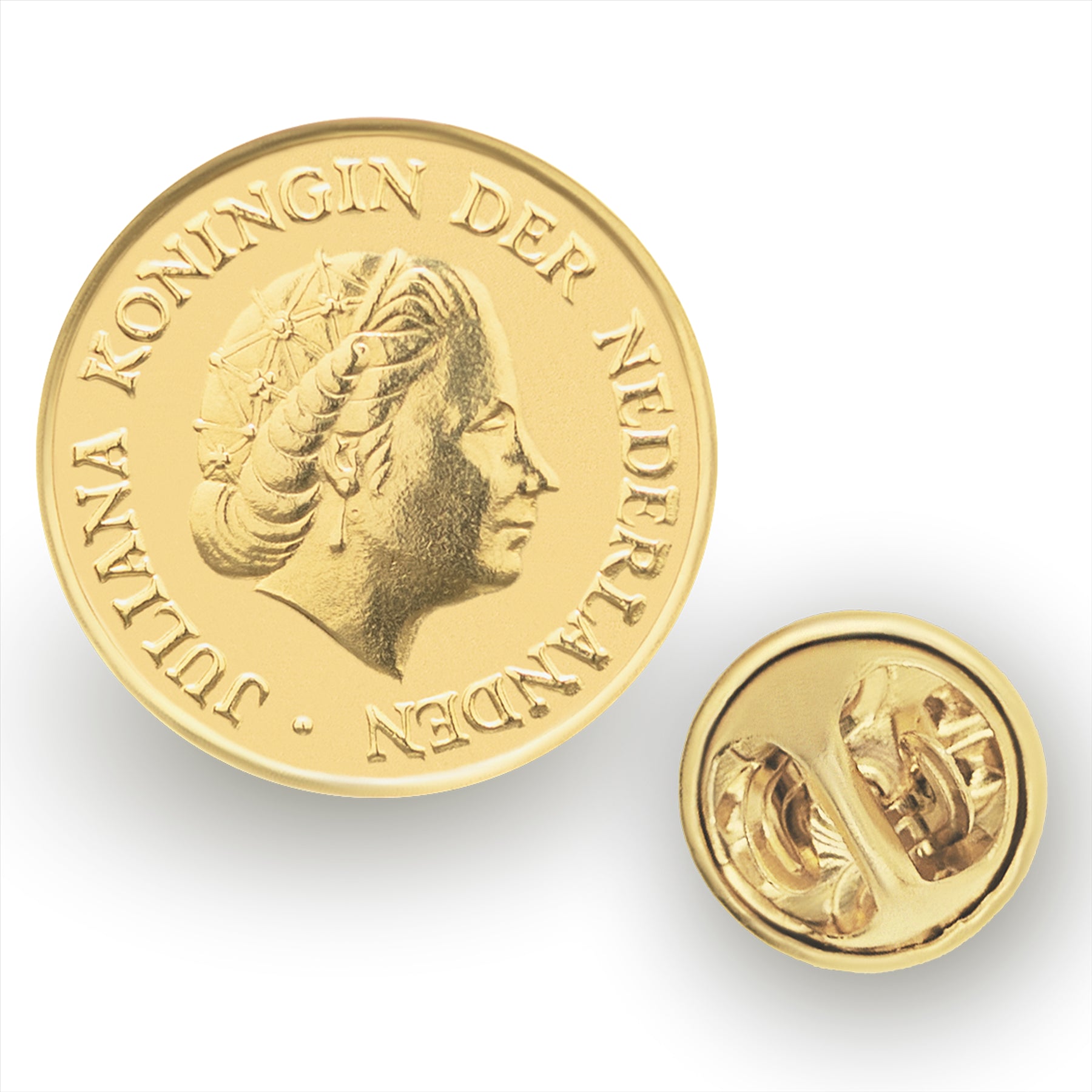 Dutch Coin Pin Brooch Badge | Vintage Collectible Jewelry | 5 Cent 18K Gold Plated | Queen Juliana