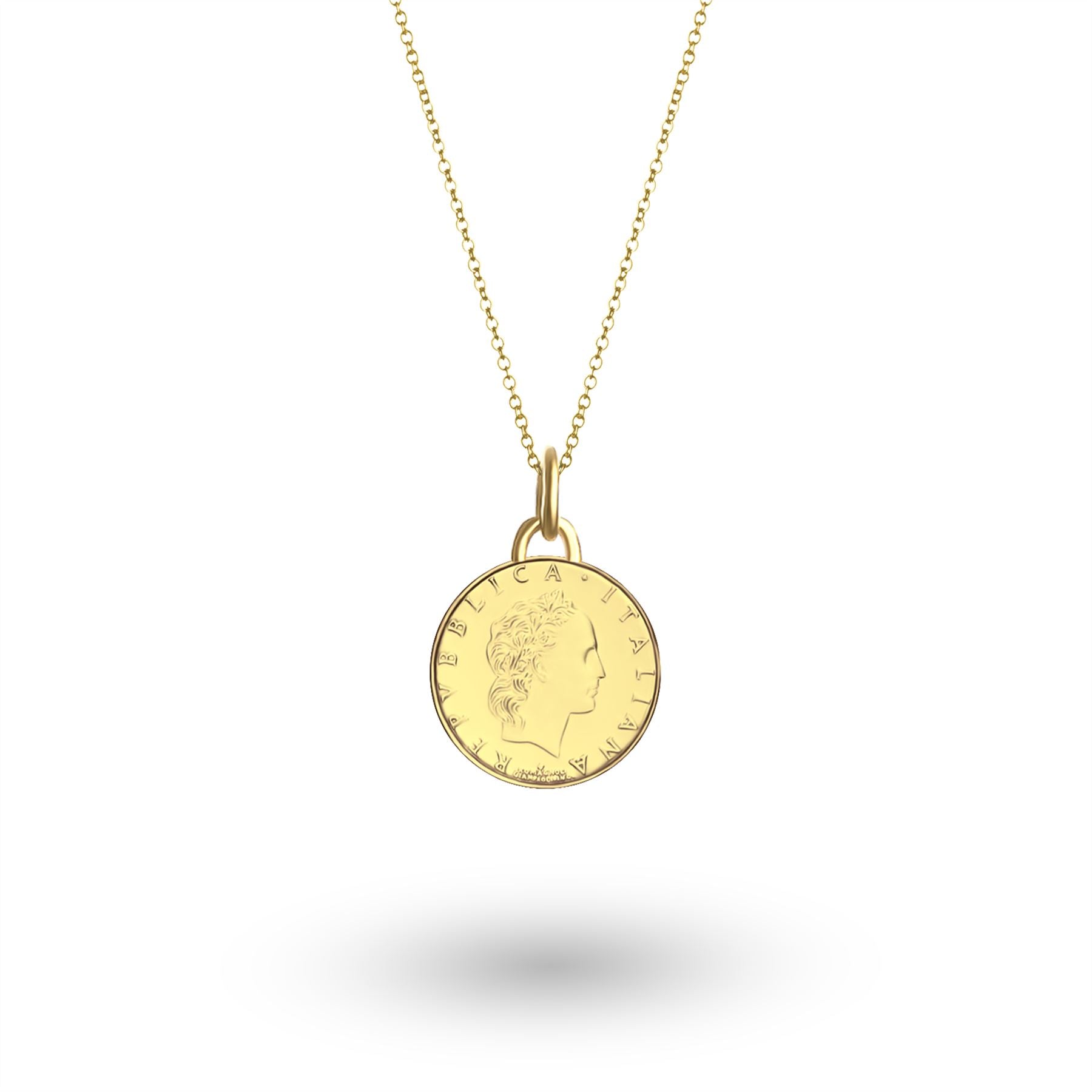 24K Gold Plated Genuine Italian 50 Lira Coin Medallion | Necklace | 1990 - 1995