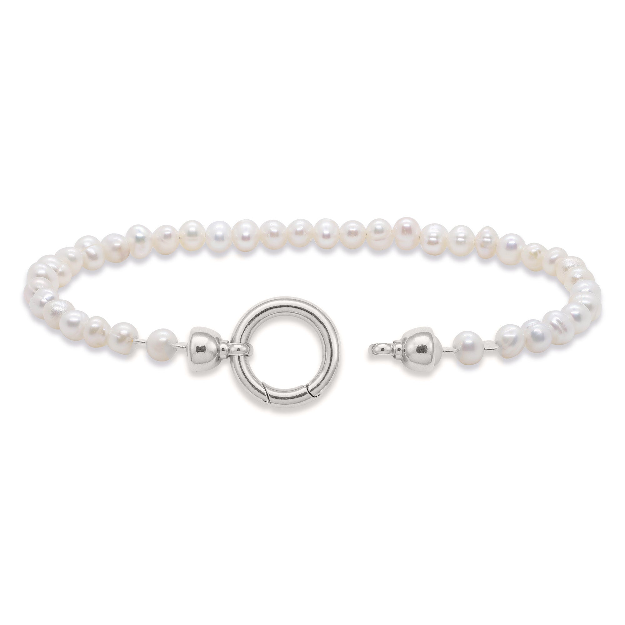 925 Sterling Silver White Baroque Pearl Bracelet