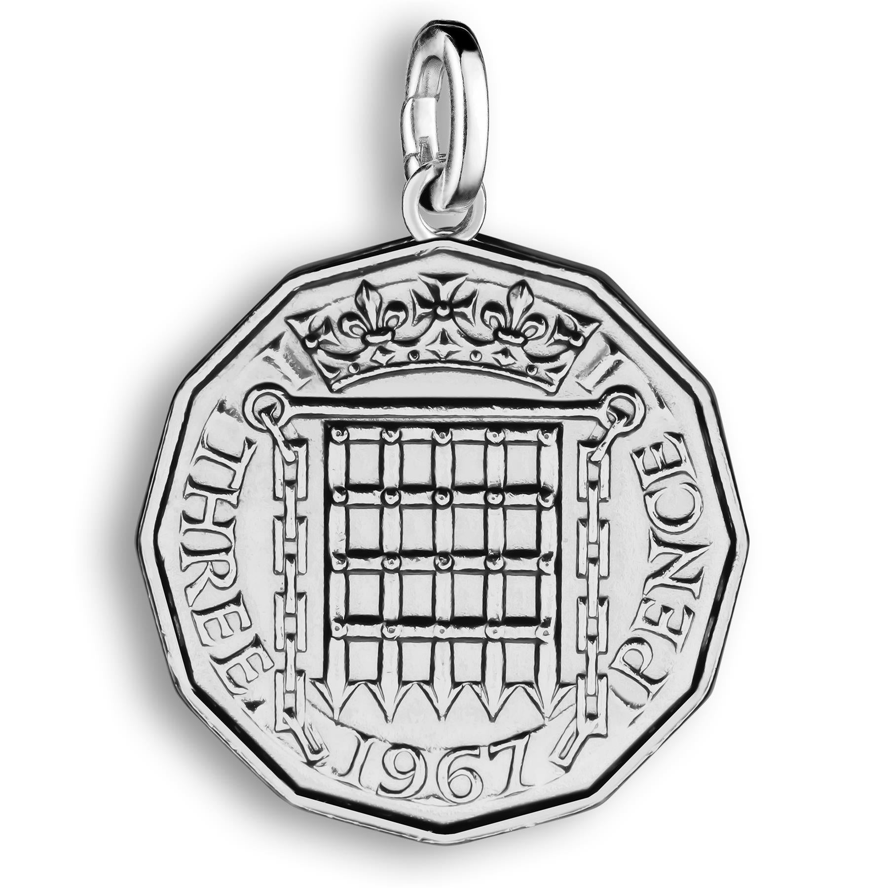 British 3 Pence Coin Charm | 925 Sterling Silver 18K Gold Plated | 1954 - 1970