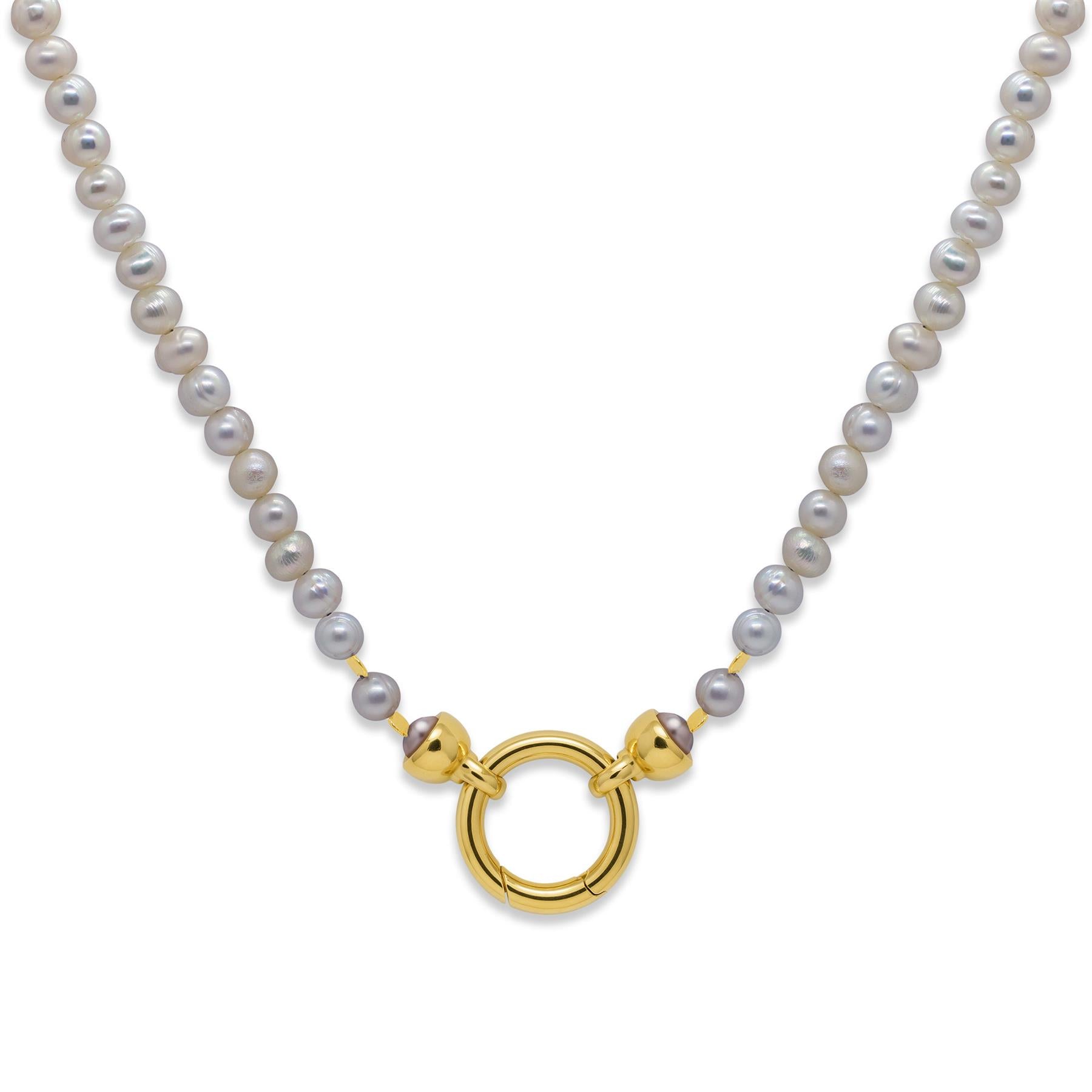 925 Sterling Silver Gray Baroque Pearl Necklace | 18K Gold Plated