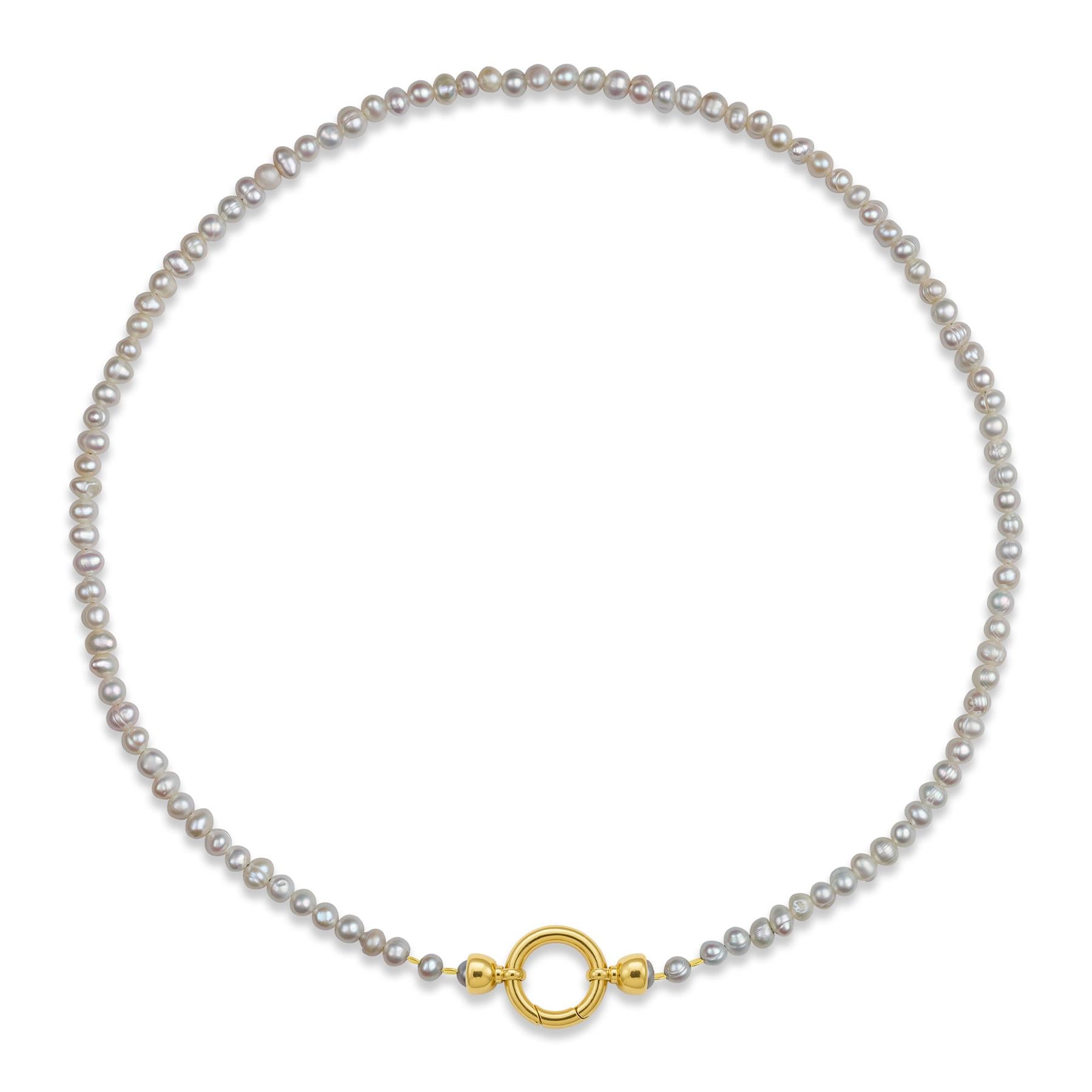 925 Sterling Silver Gray Baroque Pearl Necklace | 18K Gold Plated