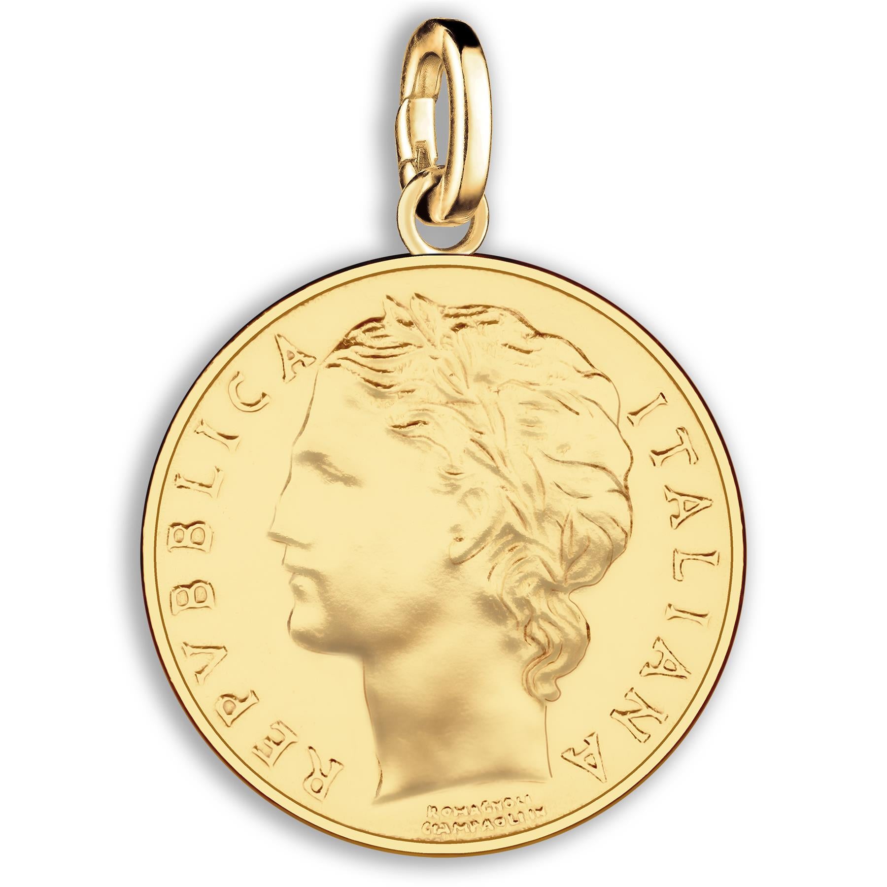 Italian 100 Lire Coin Charm | 925 Sterling Silver 18K Gold Plated | 1990 - 1992