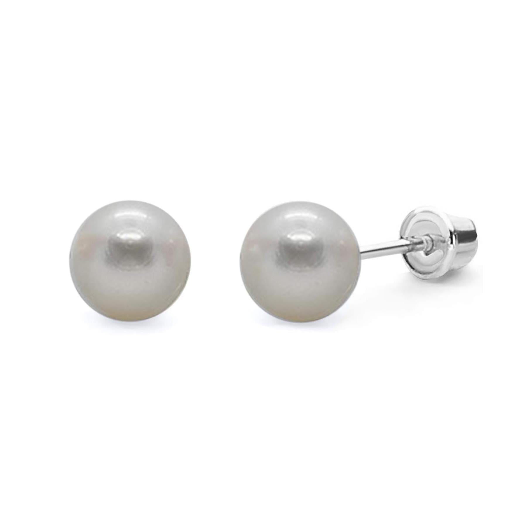 925 Sterling Silver Gray Pearl Stud Earrings