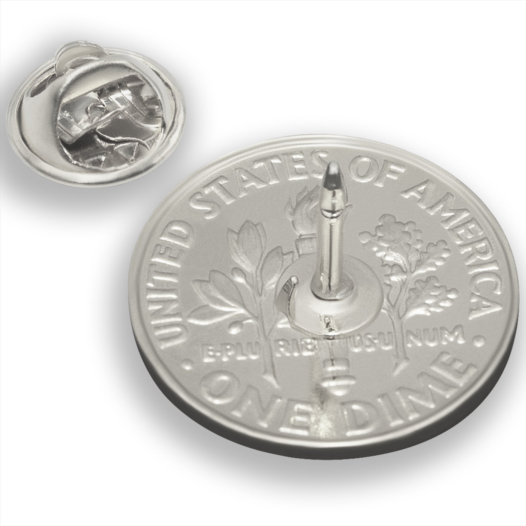 USA Coin Pin Brooch Badge | Vintage Collectible Jewelry | One Dime Nickel Plated | Roosevelt Dime | Proud Veteran
