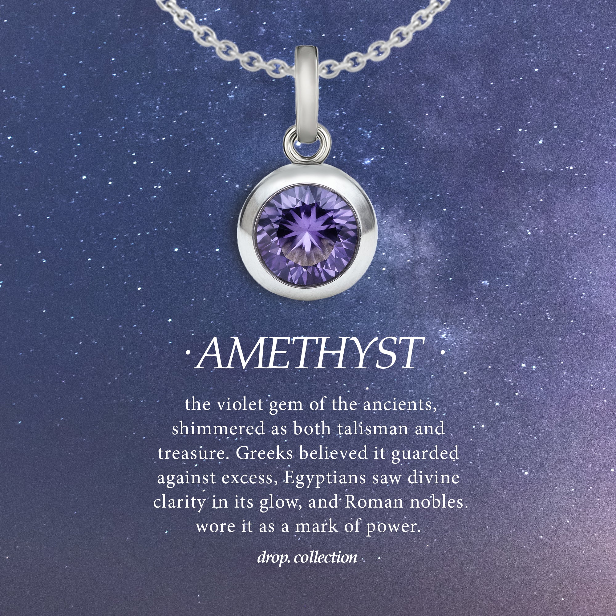 925 Sterling Silver Faceted Amethyst Drop Charm