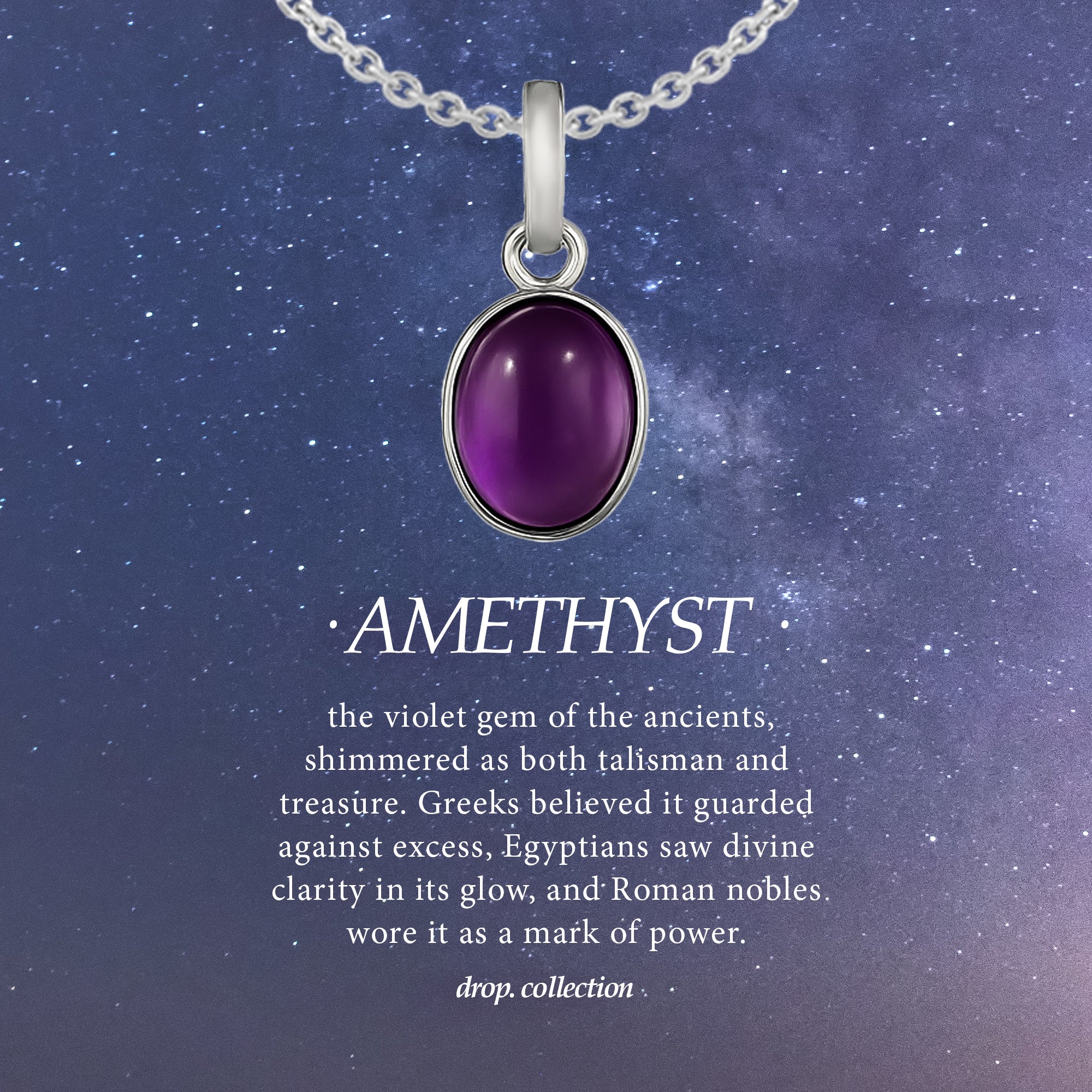 925 Sterling Silver Amethyst Drop Charm