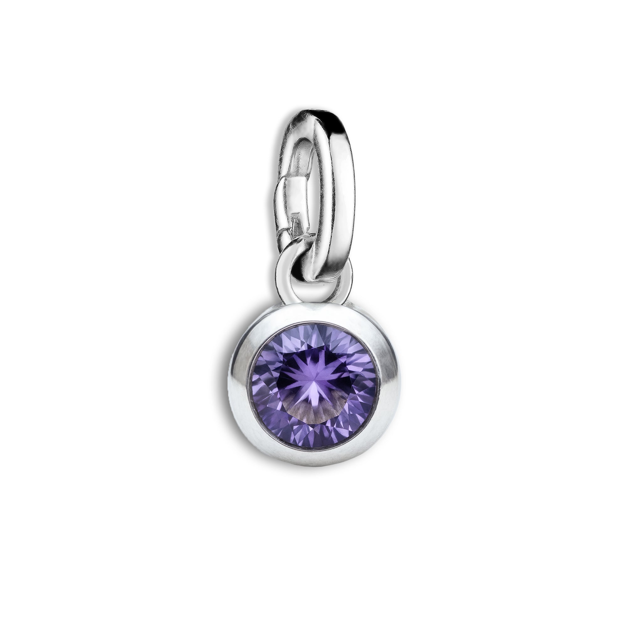 925 Sterling Silver Faceted Amethyst Drop Charm