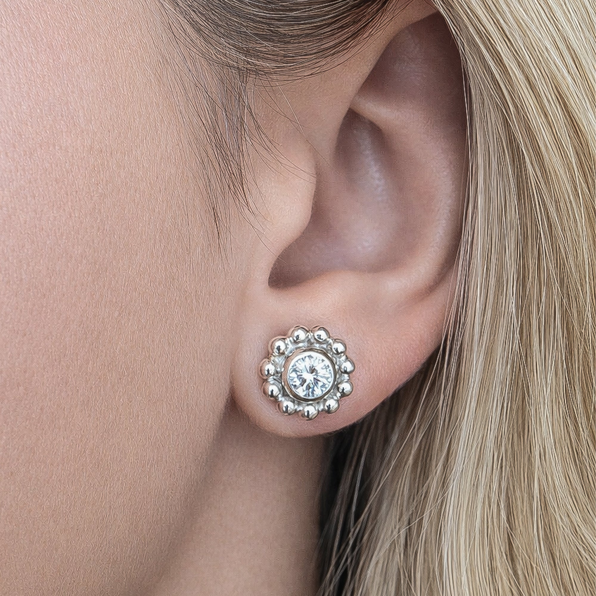 Imperium Granulation Stud Sterling Silver Earrings