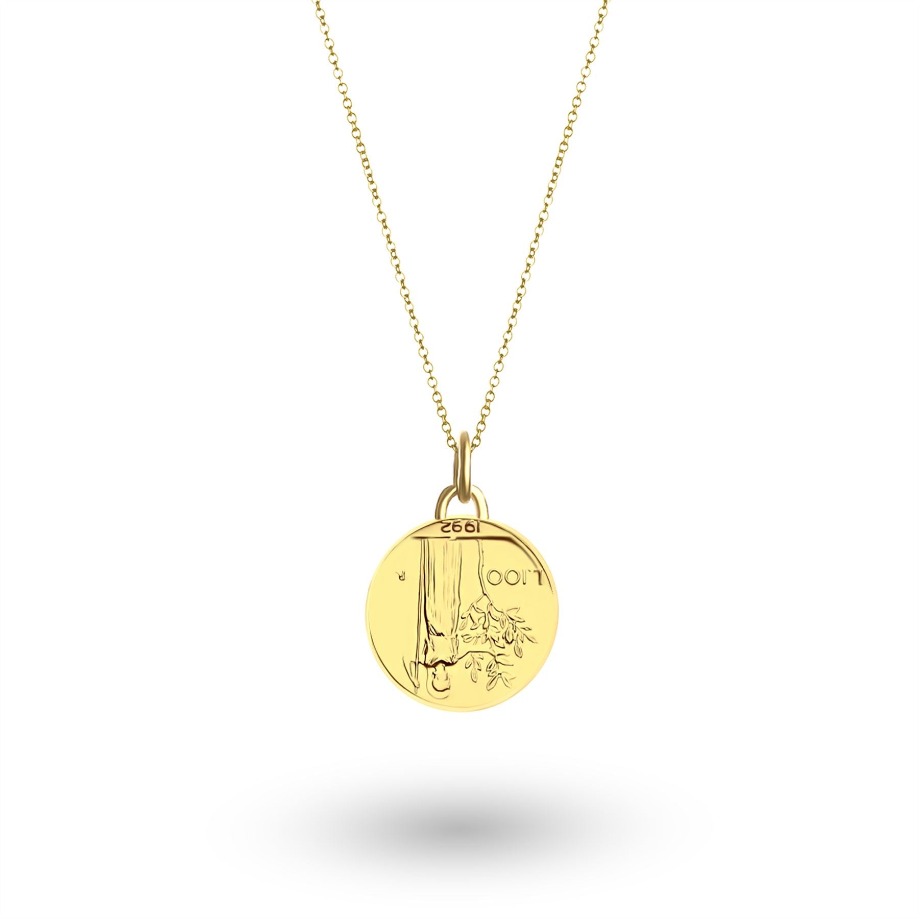 24K Gold Plated Genuine Italian 100 Lira Coin Medallion | Necklace | 1990 - 1992