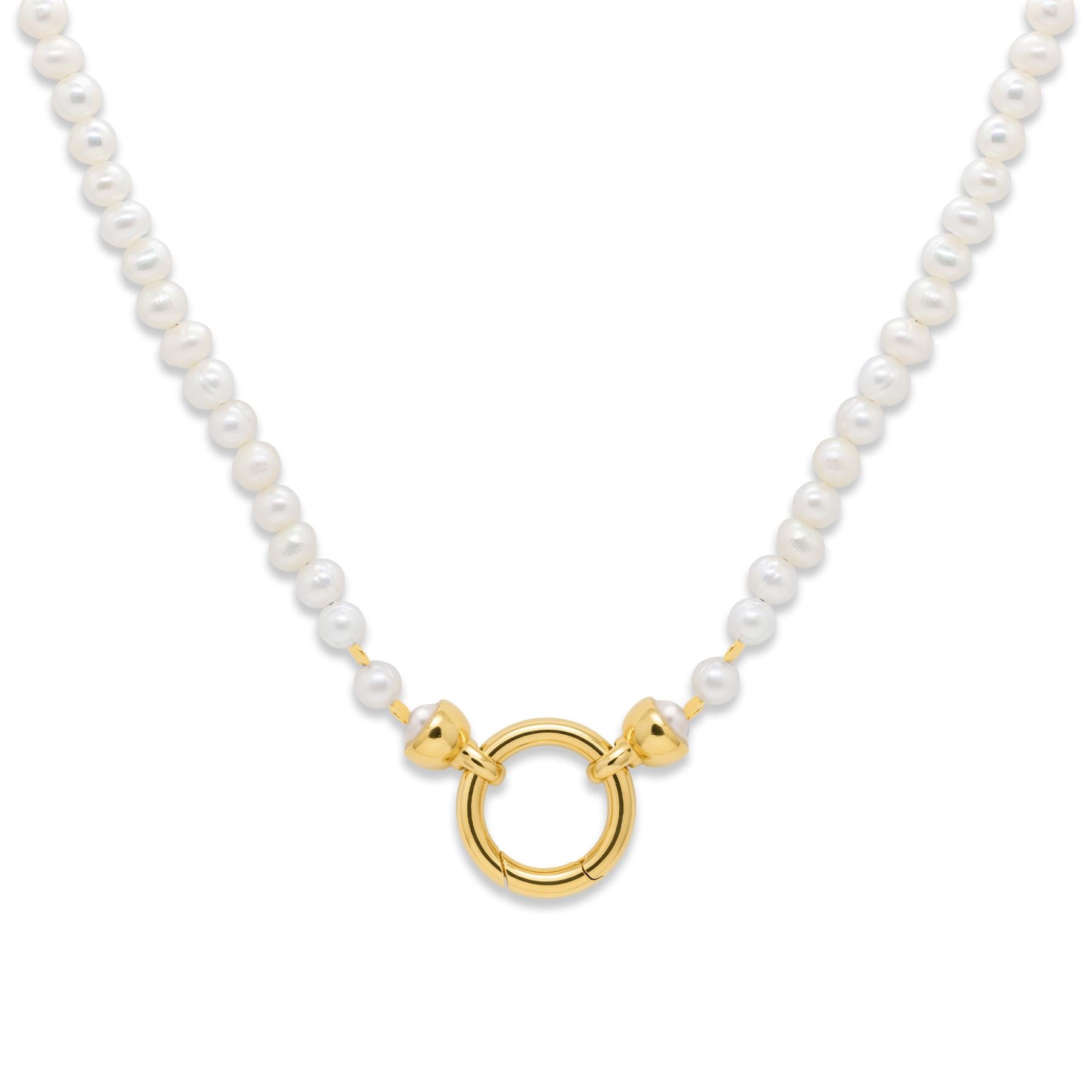 925 Sterling Silver White Baroque Pearl Necklace | 18K Gold Plated