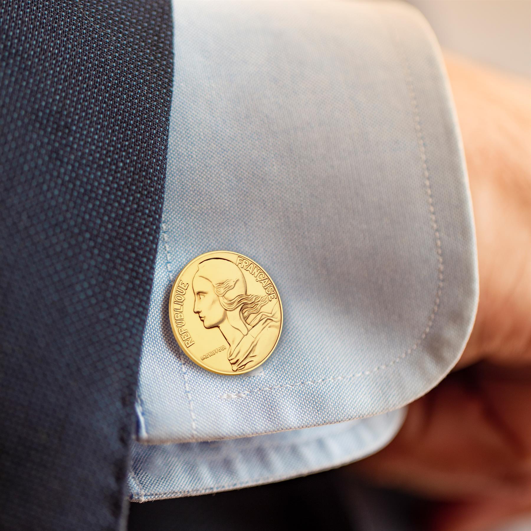 Gold Plated French 10 Centimes Coin Cufflinks | Marianne Design | Handmade in France