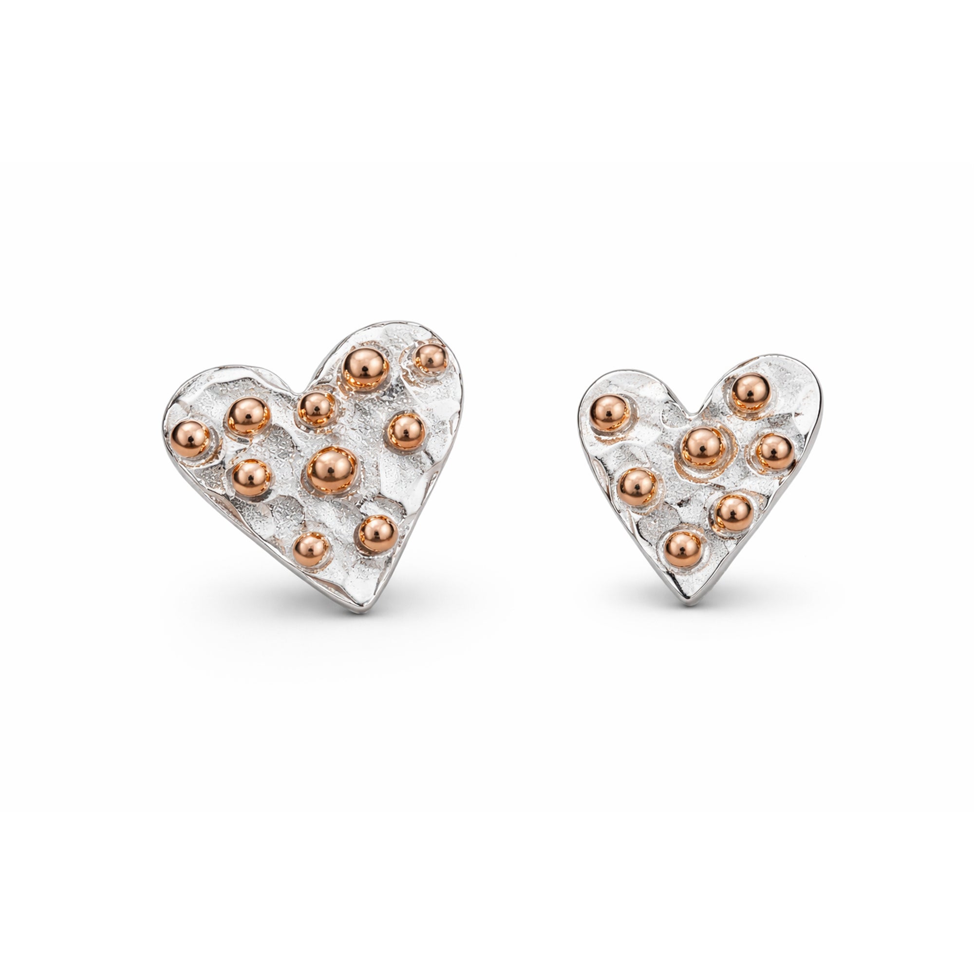Unequal Heart Stud Sterling Silver Earrings
