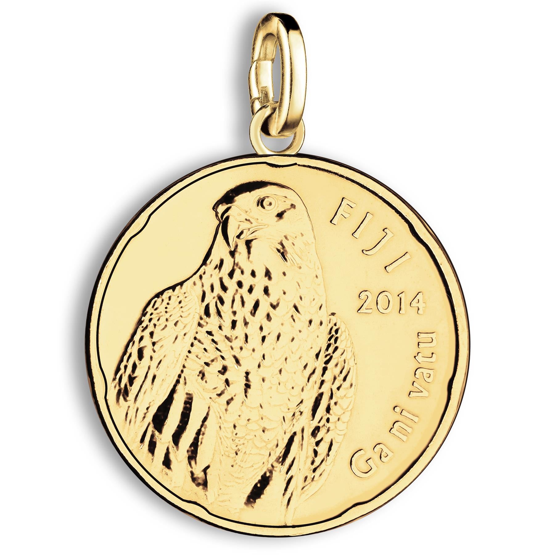 Fiji 2 Dollars Coin Charm | 925 Sterling Silver 18K Gold Plated | 2014 - 2022