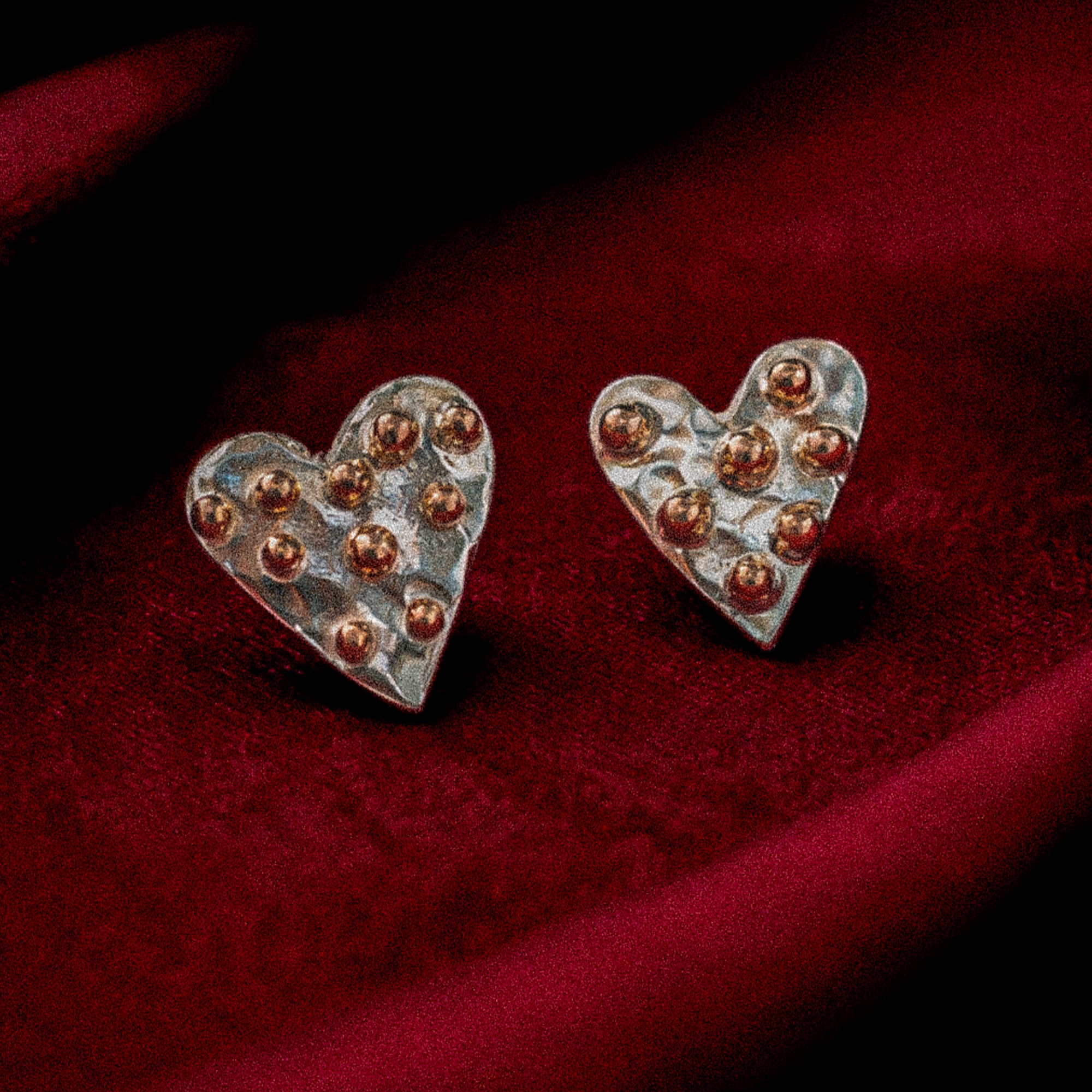 Unequal Heart Stud Sterling Silver Earrings