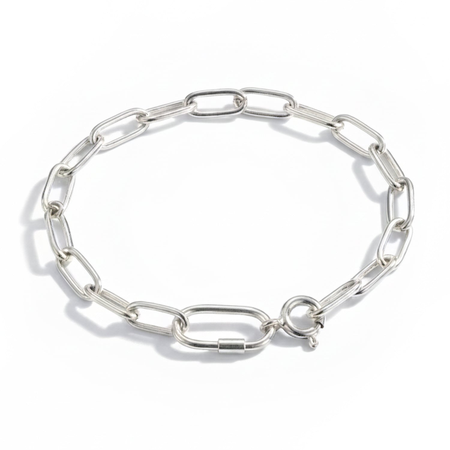 925 Sterling Silver Paperclip Chain Drop Bracelet