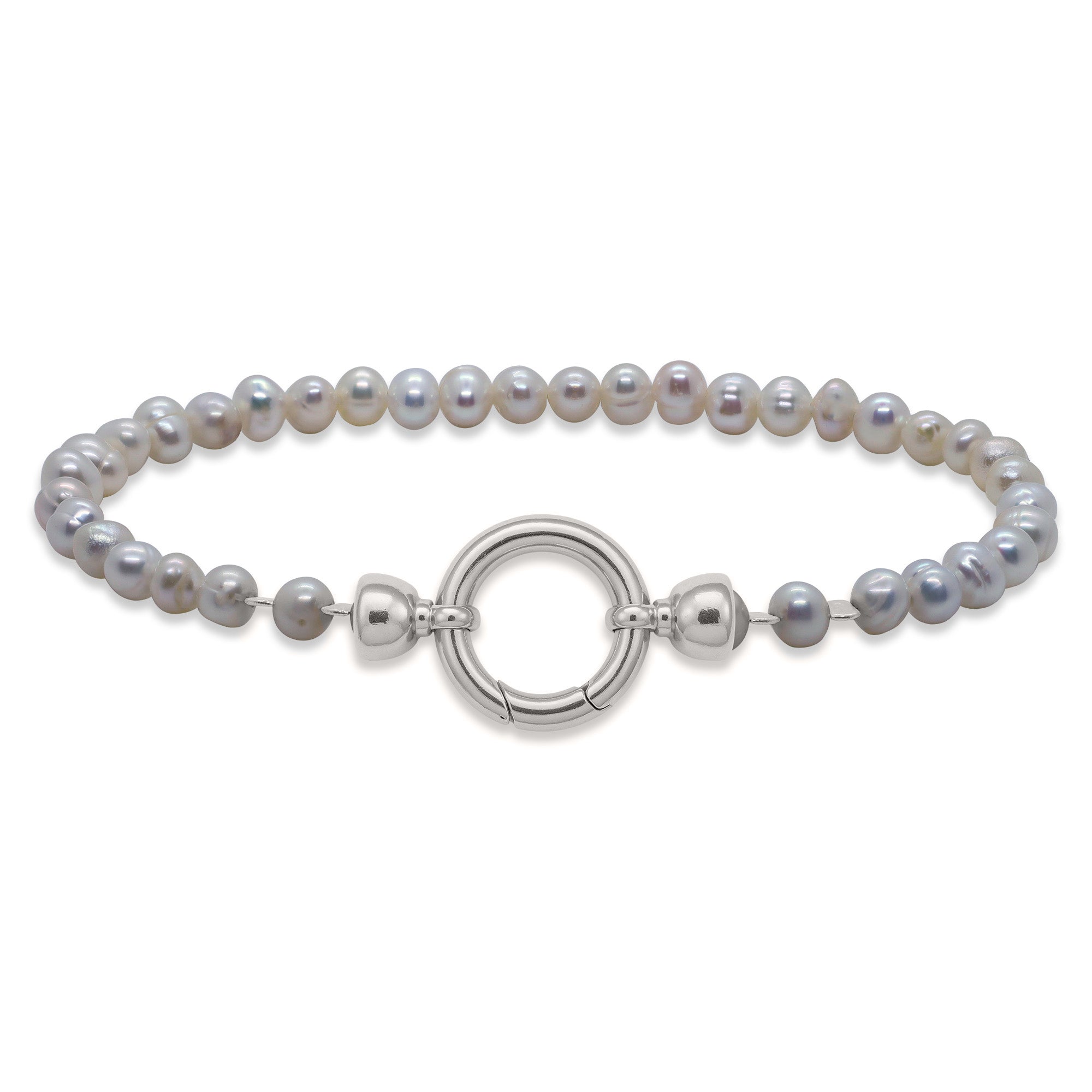 925 Sterling Silver Gray Baroque Pearl Bracelet