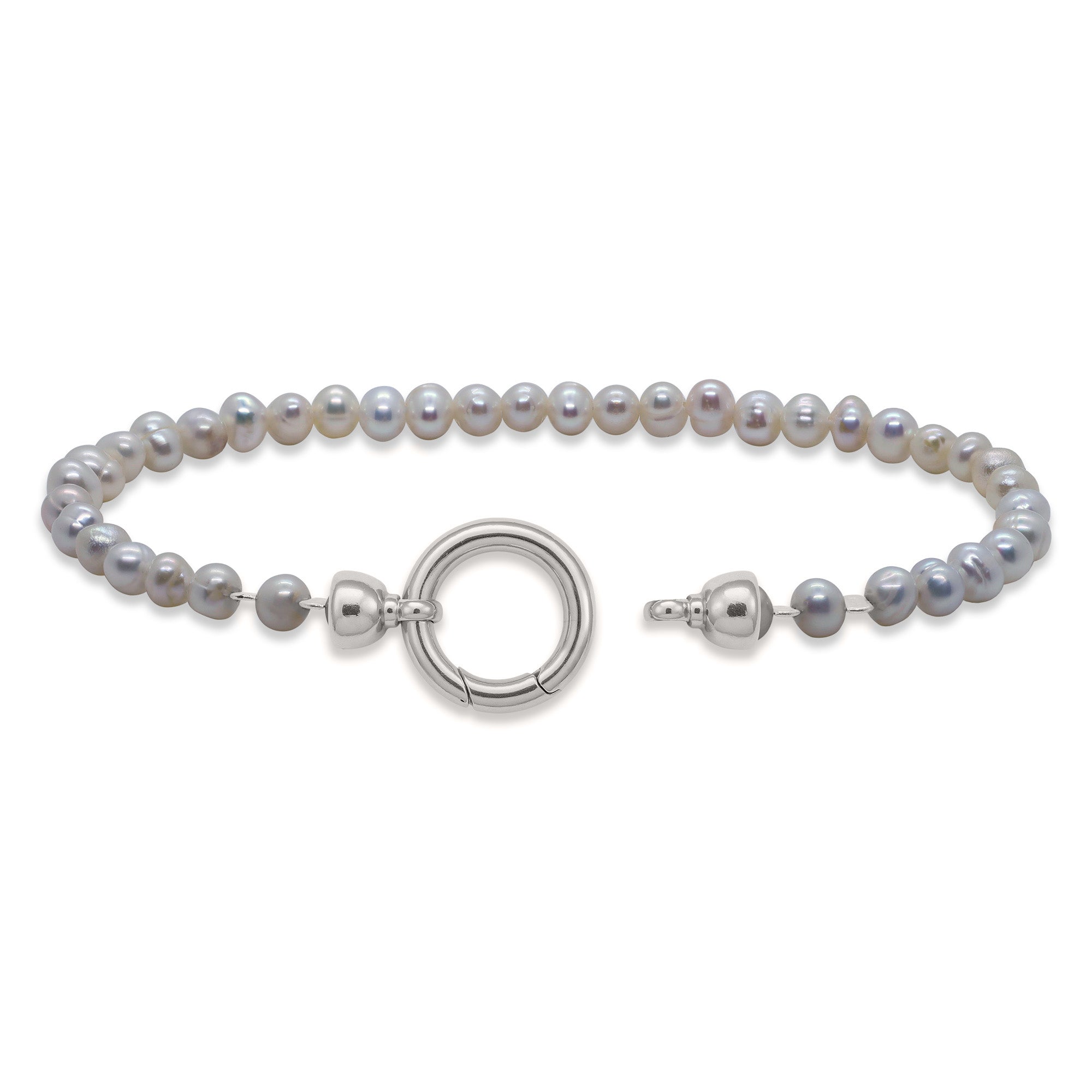 925 Sterling Silver Gray Baroque Pearl Bracelet