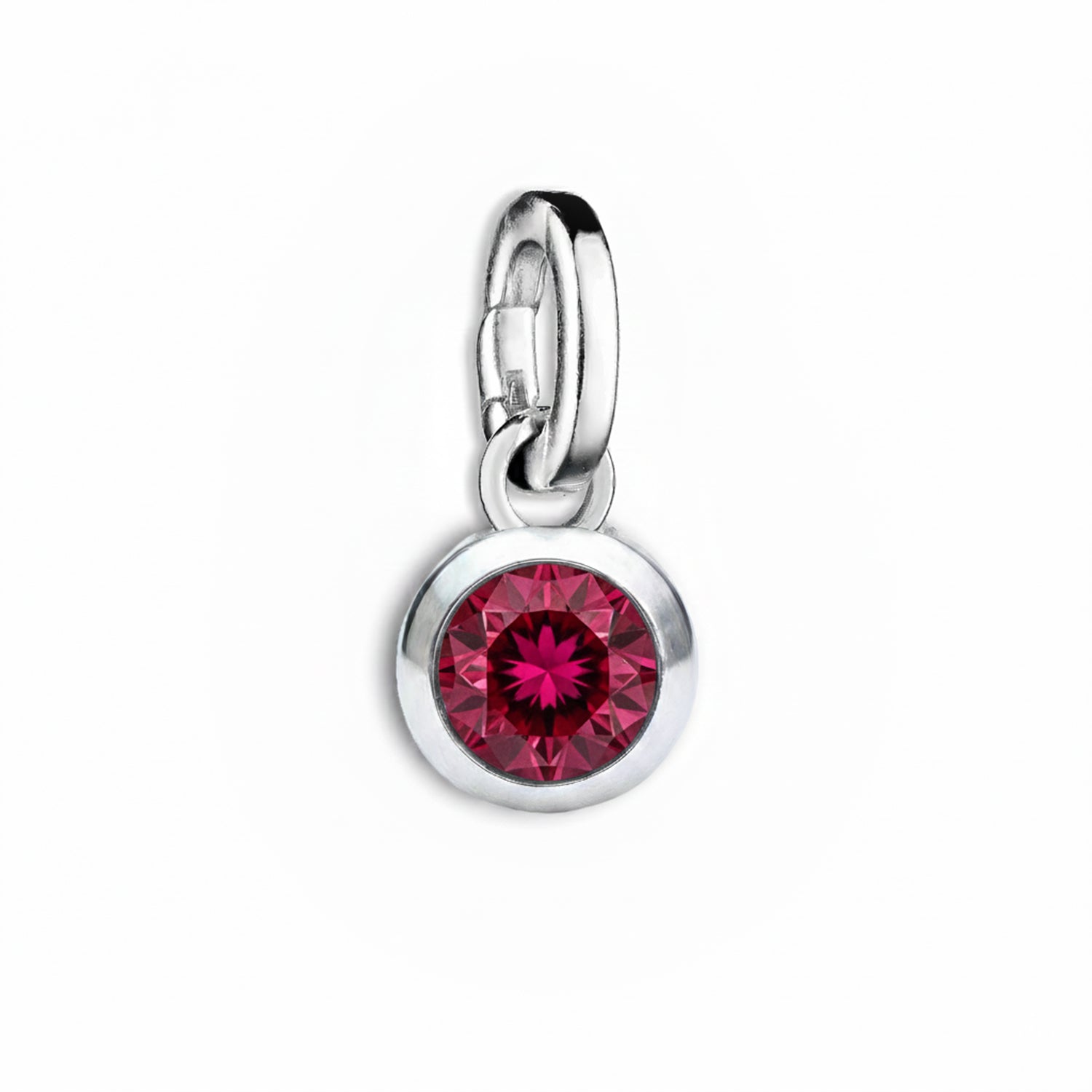 925 Sterling Silver Lab Grown Ruby Drop Charm