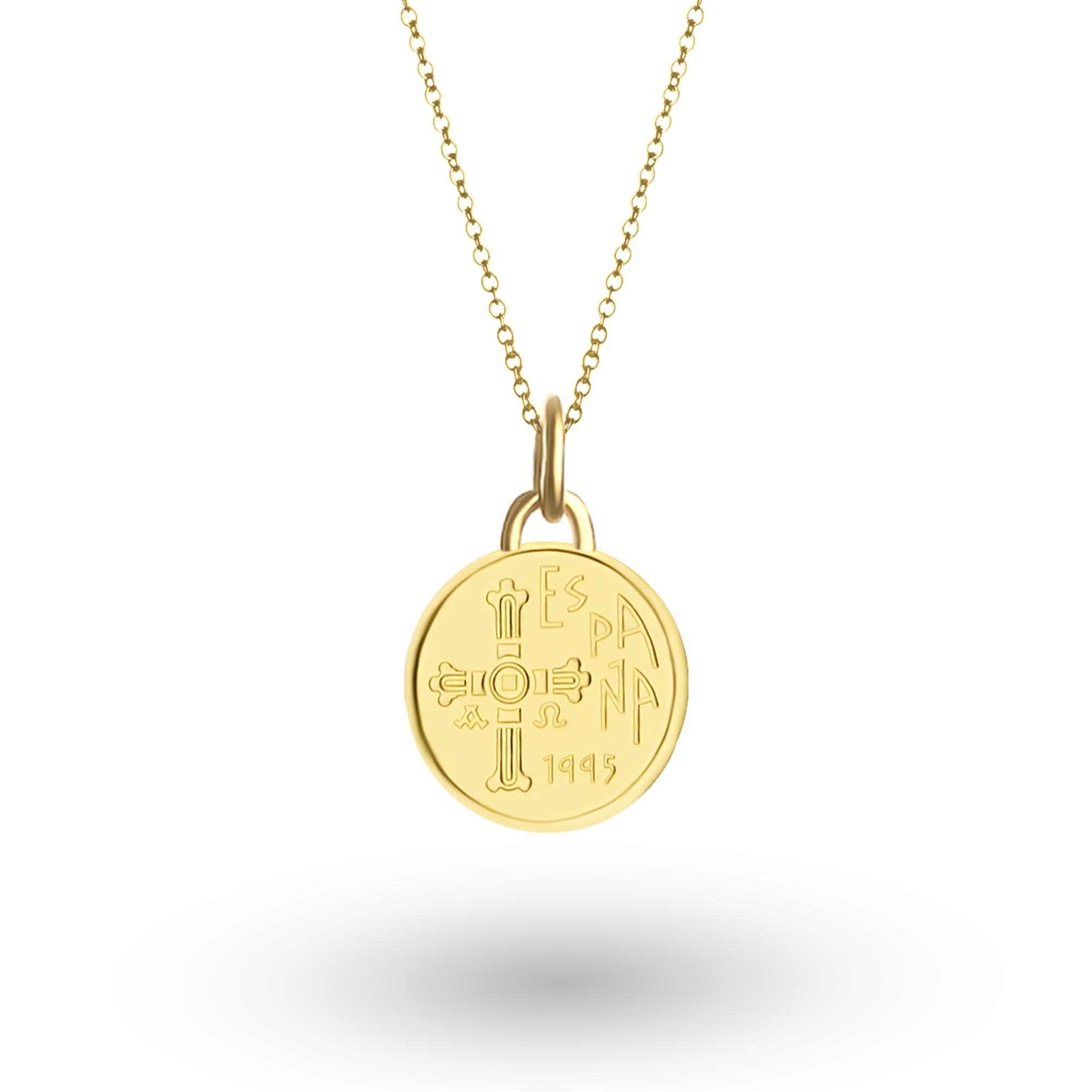 24K Gold Plated Genuine Spanish 5 Pesetas Coin Necklace | Medallion | Asturias | 1995